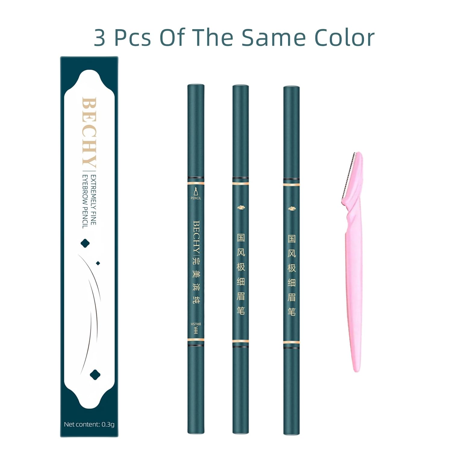 Eyebrow Pencil,3 PCS Waterproof Professional