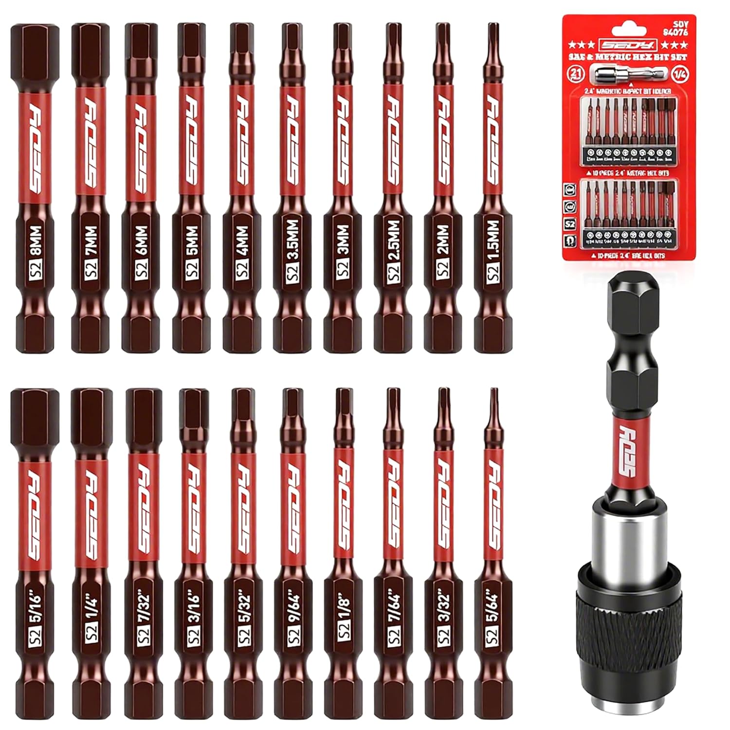 21-Piece 2.5" Hex Head Allen