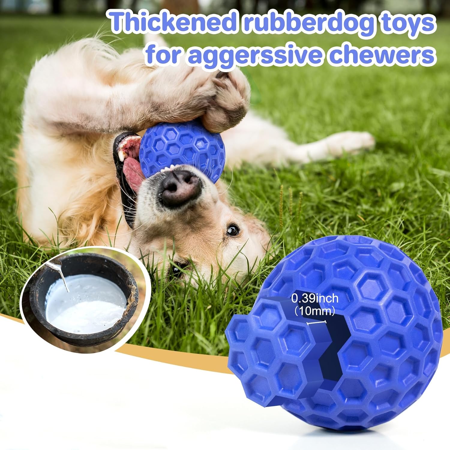 DISSKNIC Indestructible Squeaky Dog Ball