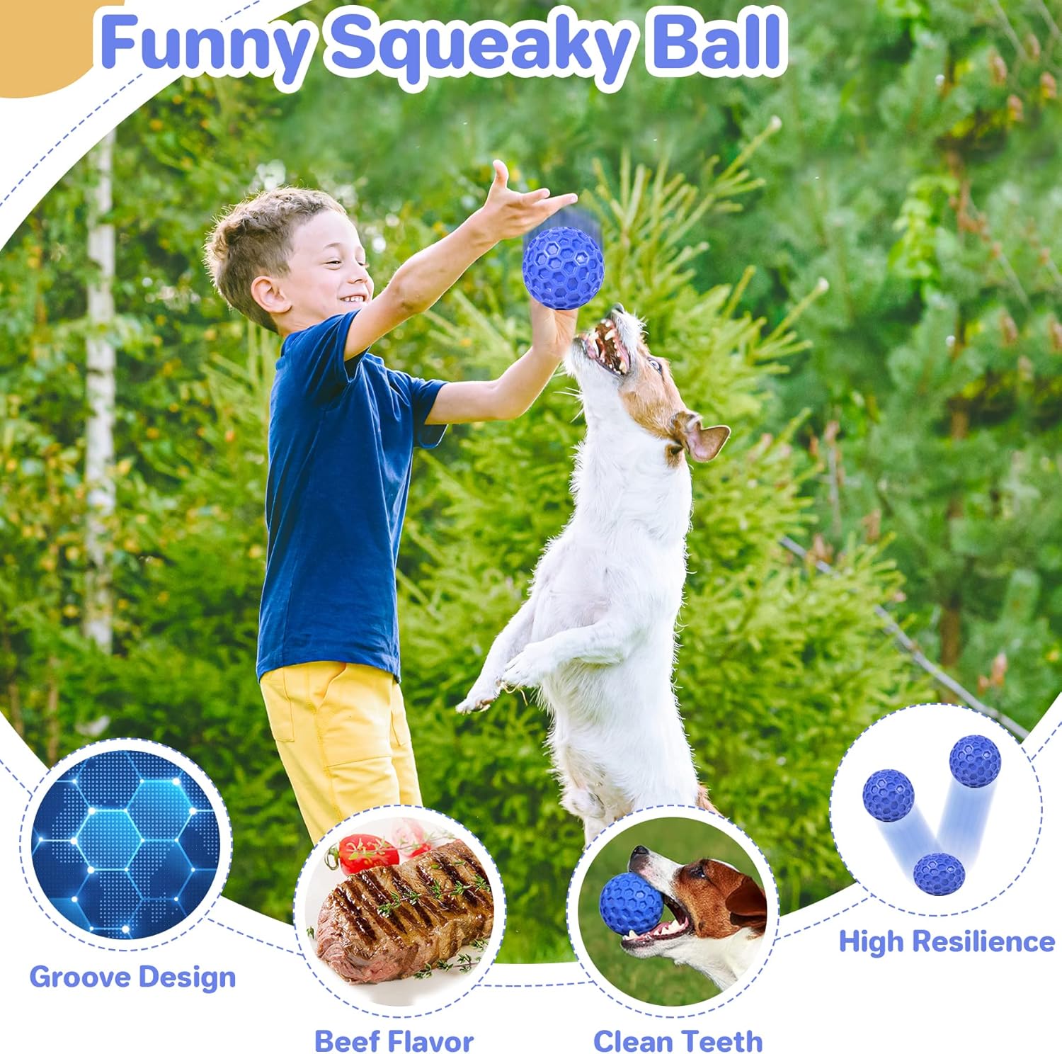 DISSKNIC Indestructible Squeaky Dog Ball