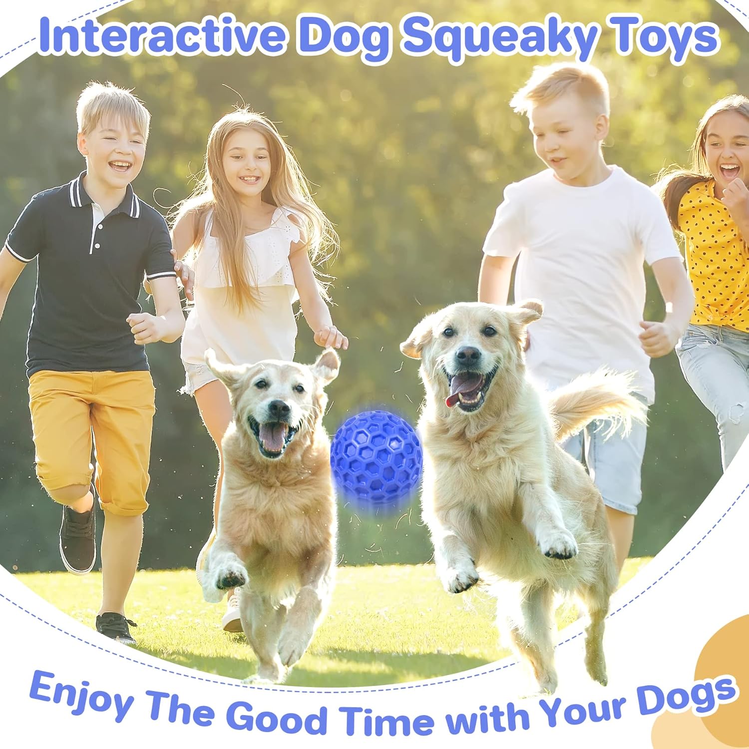 DISSKNIC Indestructible Squeaky Dog Ball