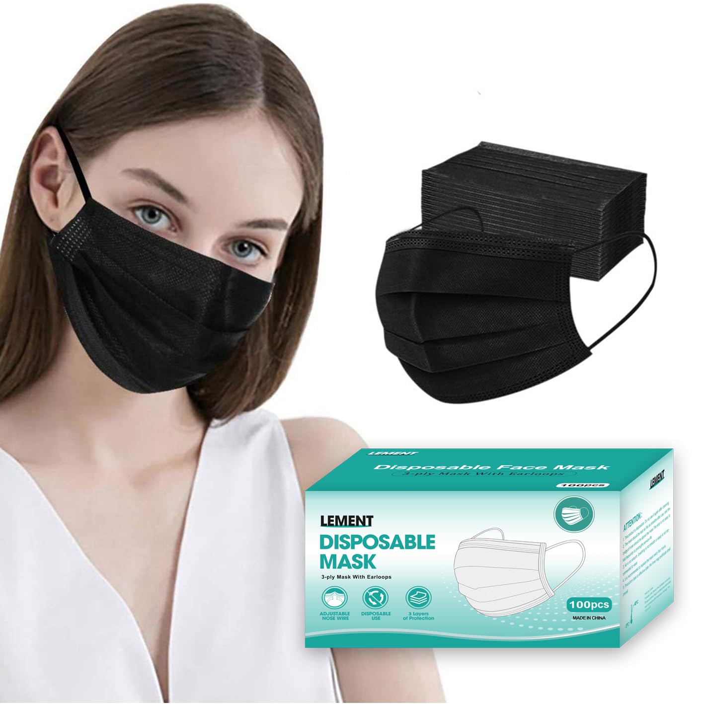 LEMENT 100 Pcs Disposable Face