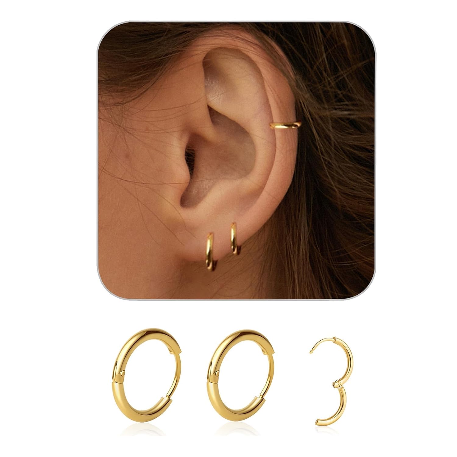 1 Pair 6mm Small Hoop