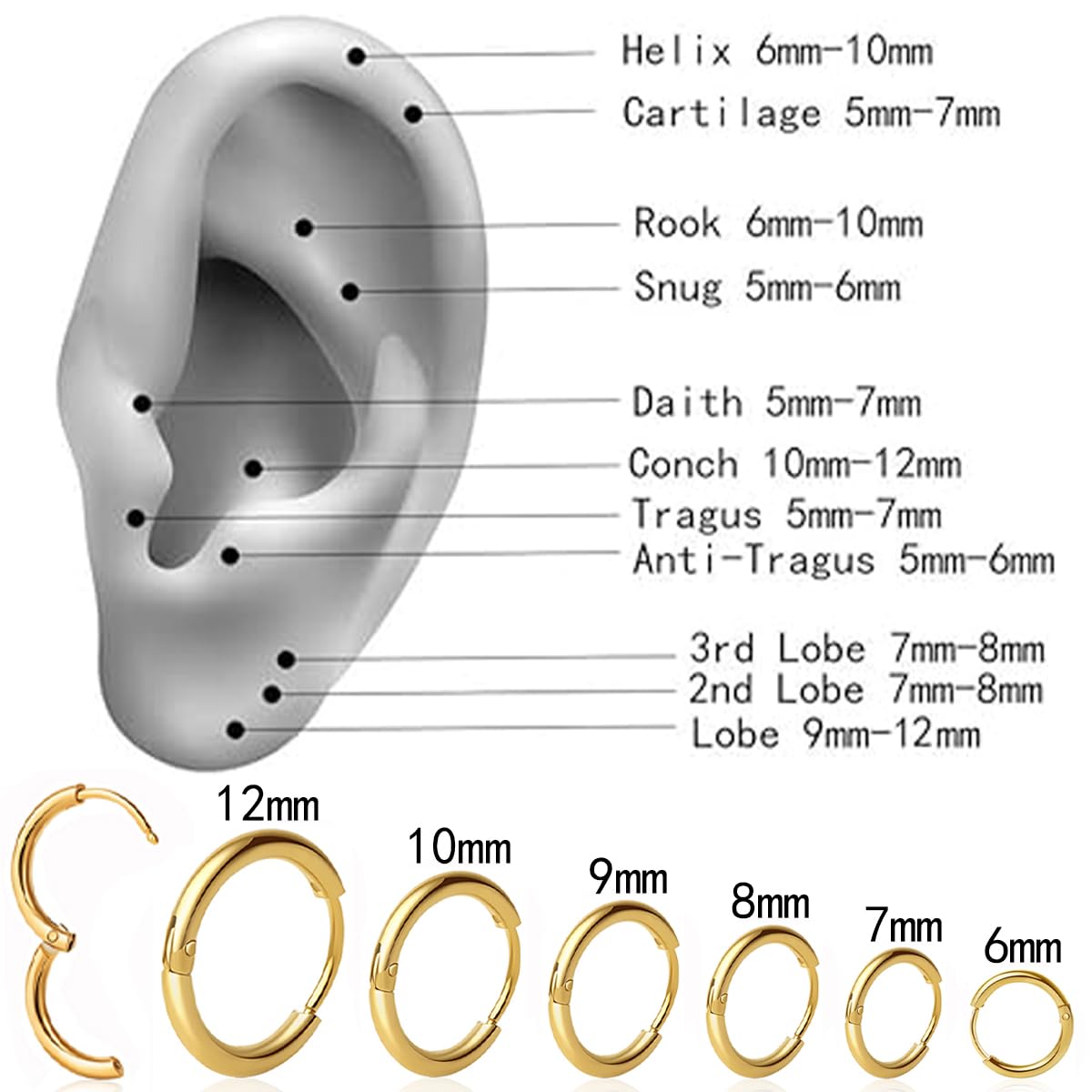 1 Pair 6mm Small Hoop