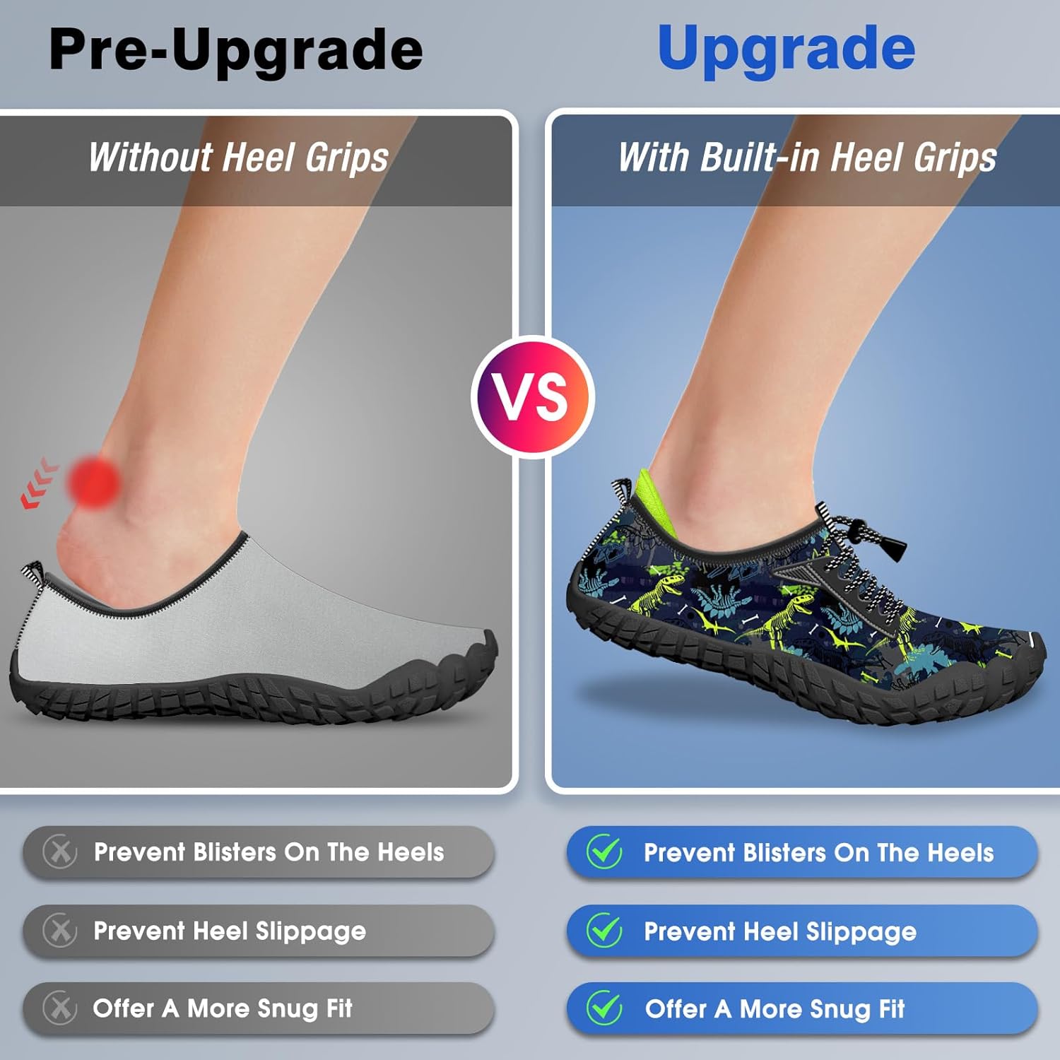 Built-in Heel Grips Water Shoes