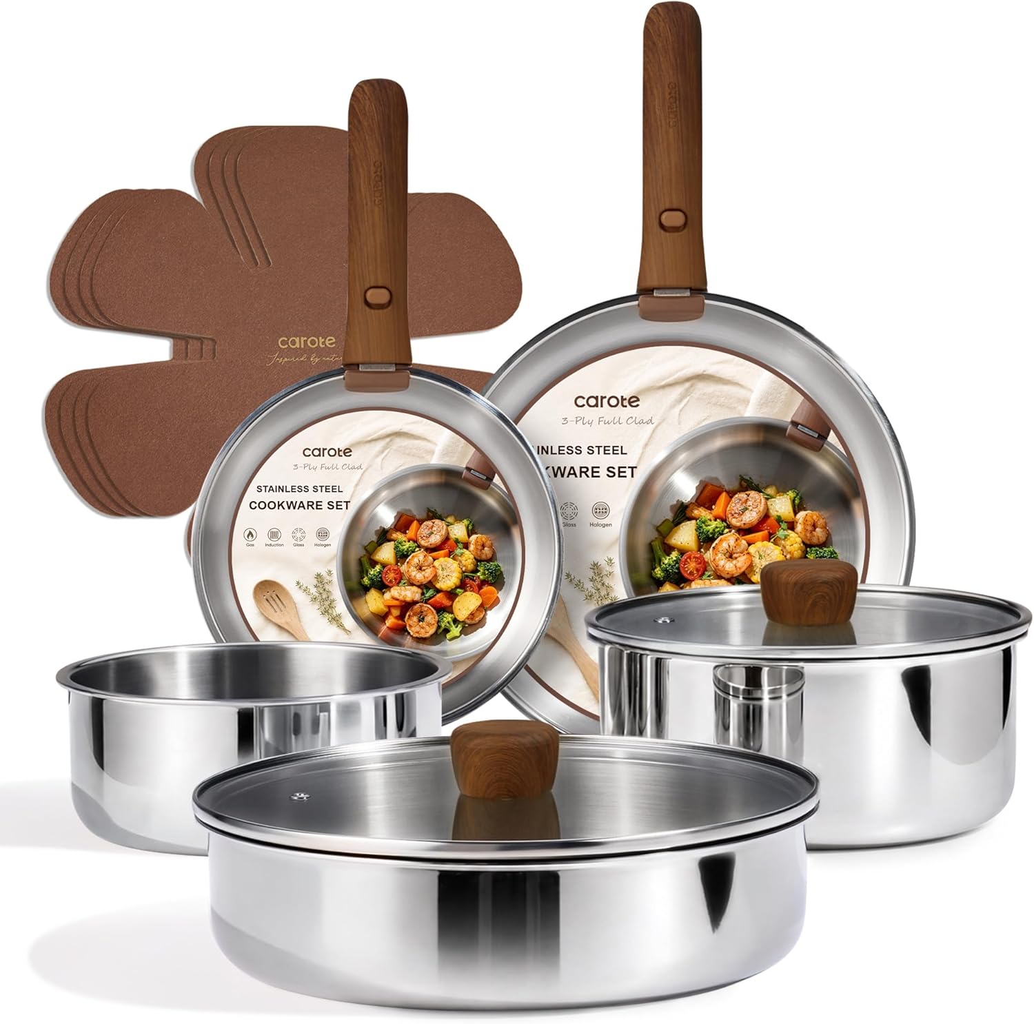 CAROTE 13 PCS Tri-Ply Stainless