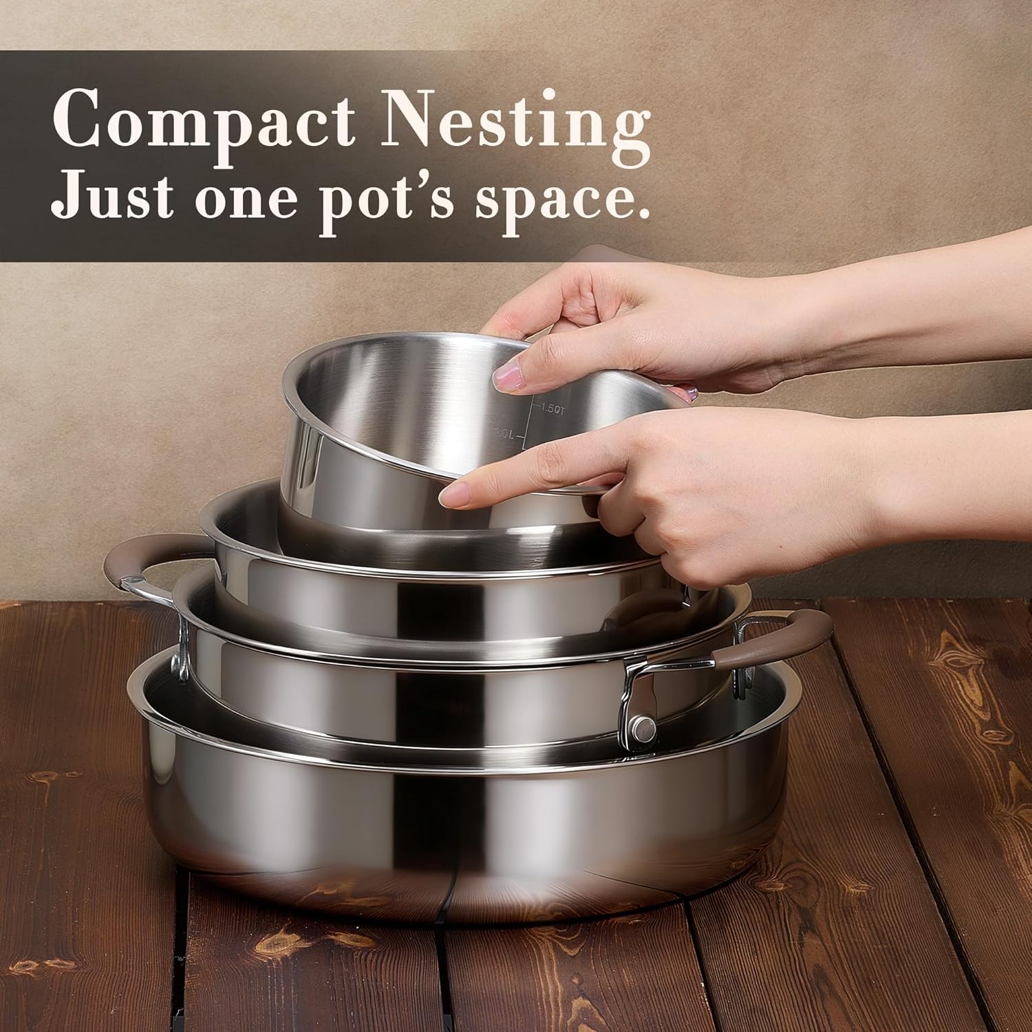 CAROTE 13 PCS Tri-Ply Stainless