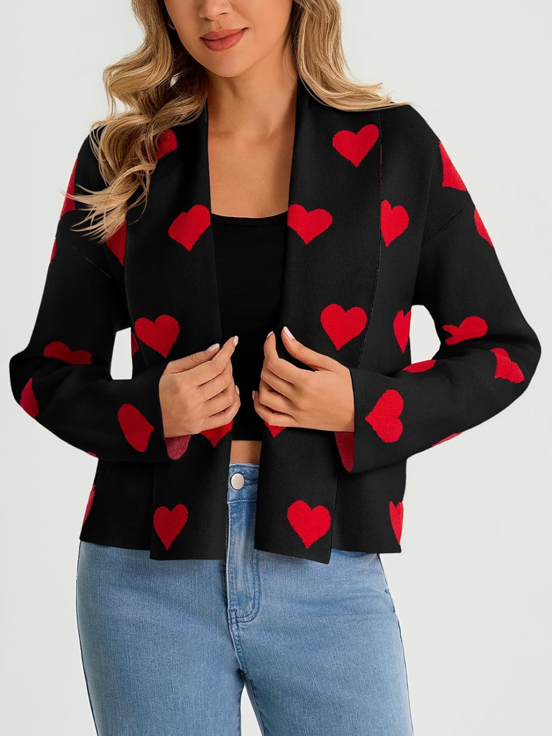 Saodimallsu Womens Cropped Cardigan Open