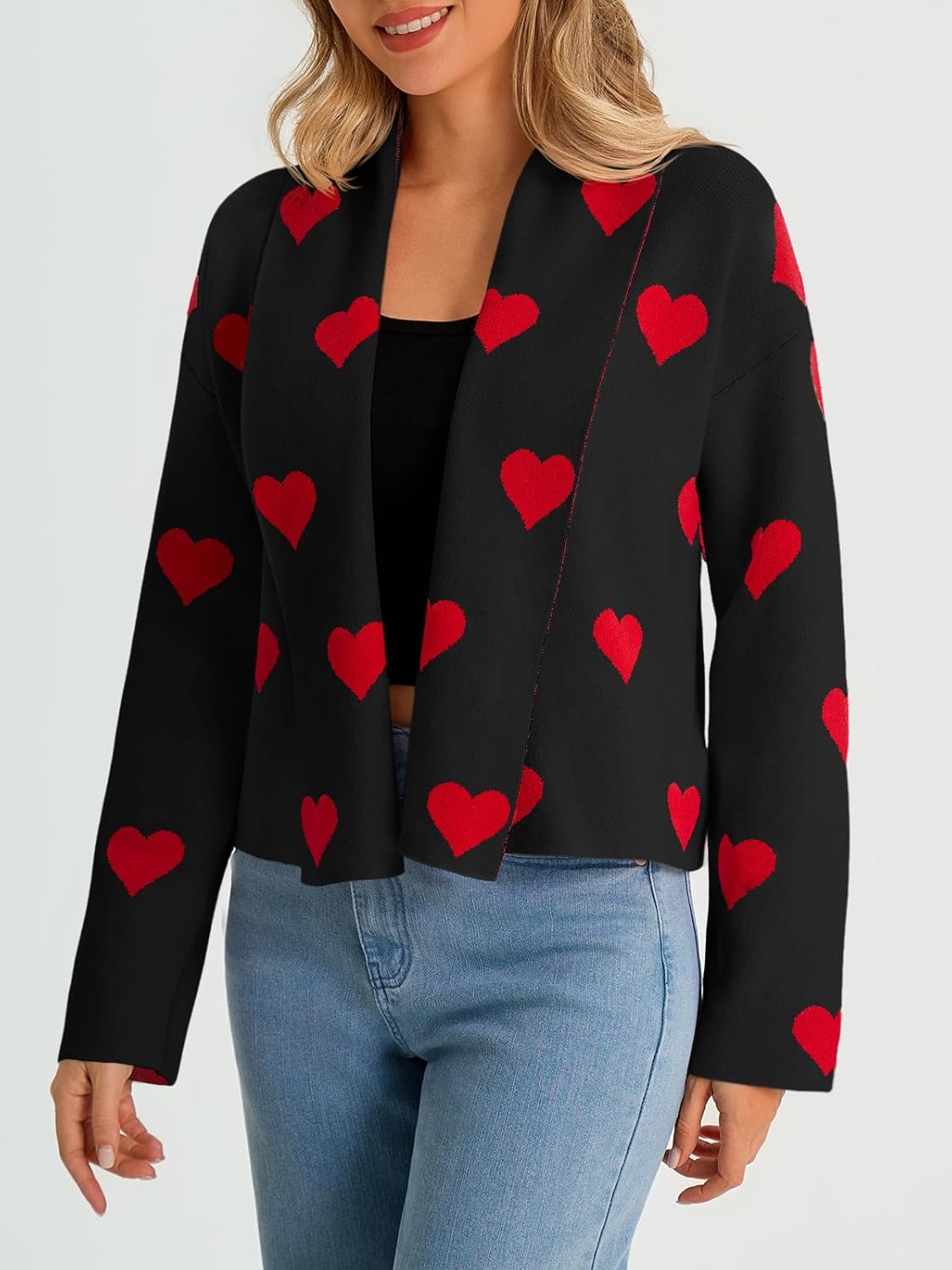 Saodimallsu Womens Cropped Cardigan Open