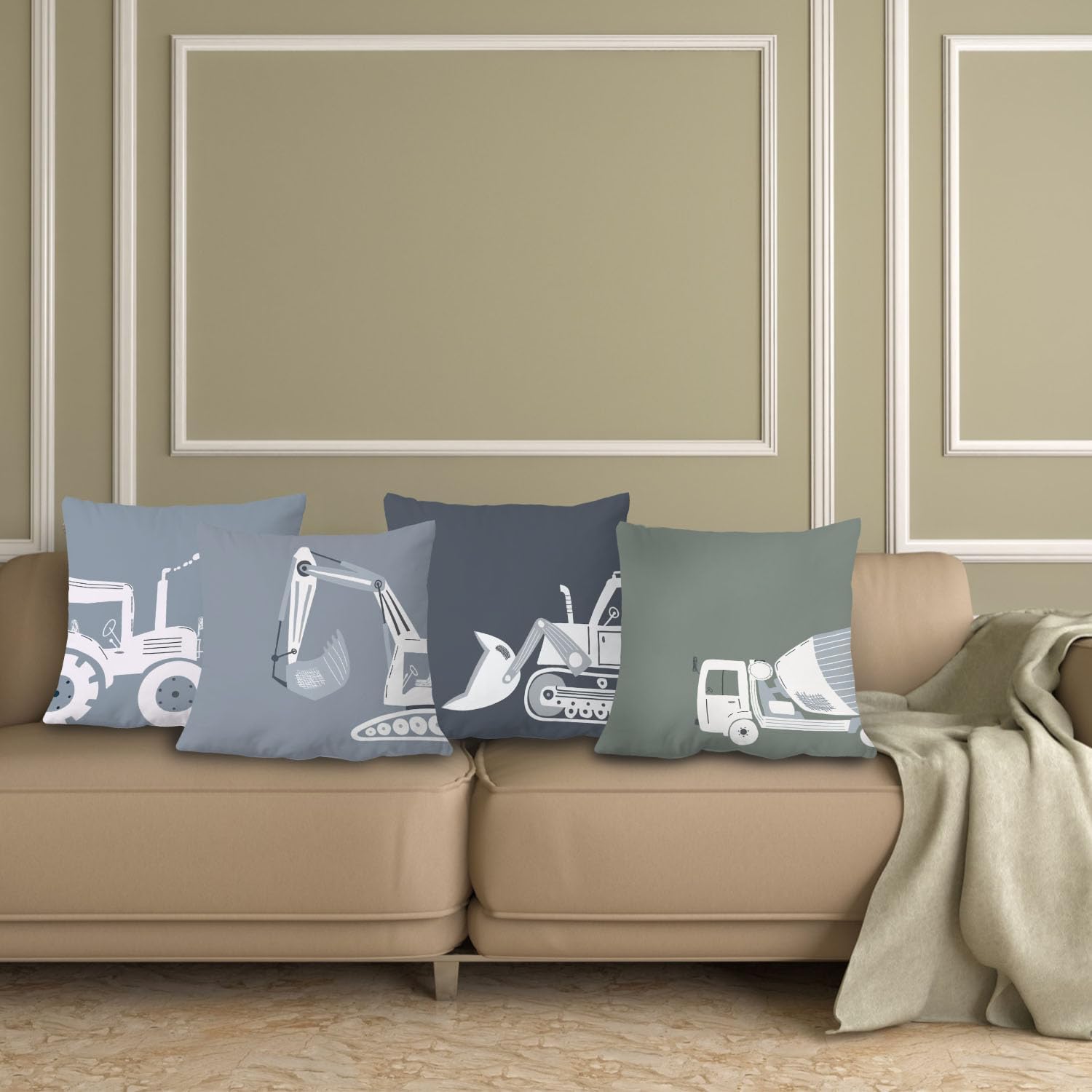 Construction Truck Pillow Covers 20x20