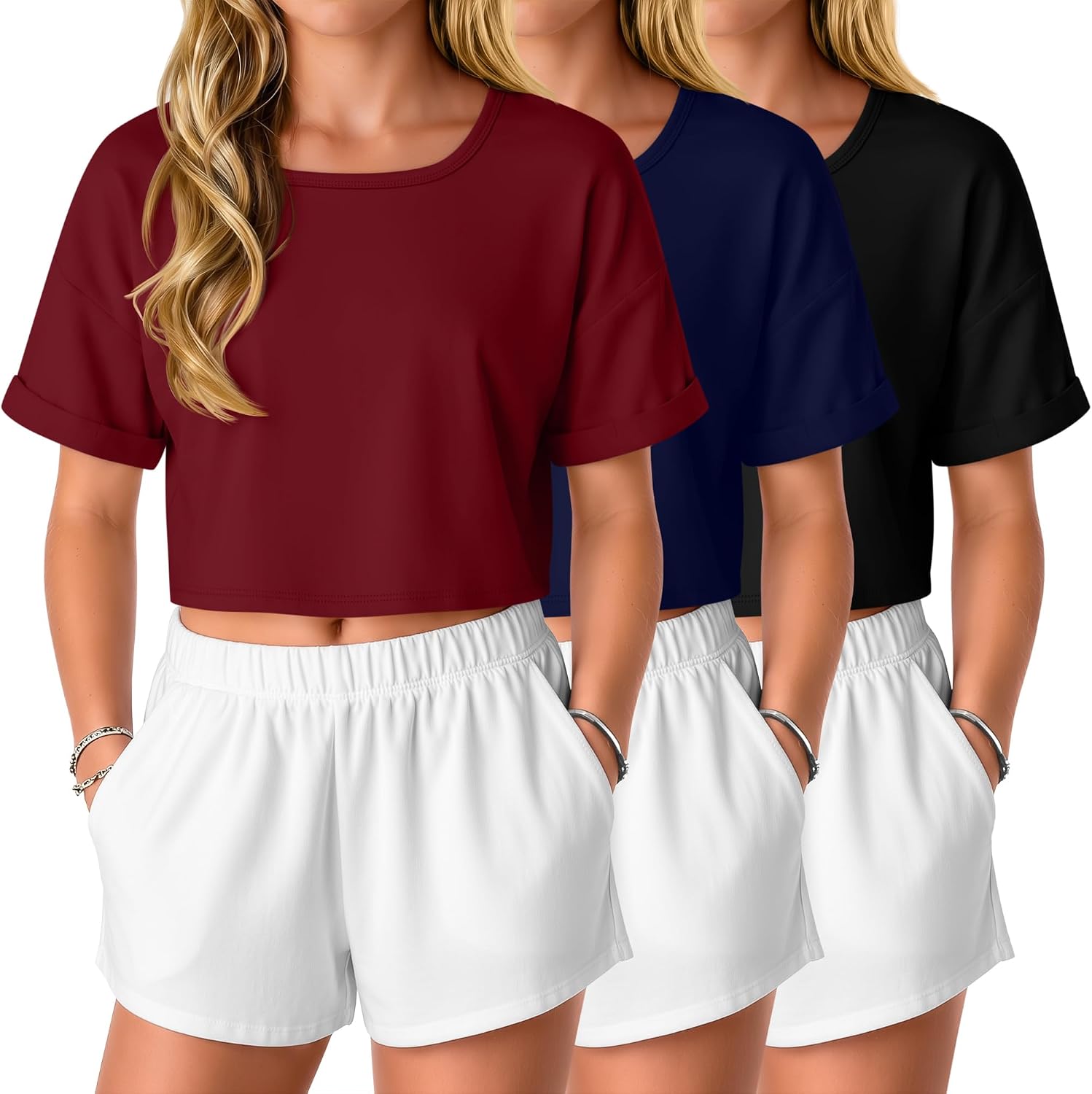 3 Pack Girls' Crop Tops