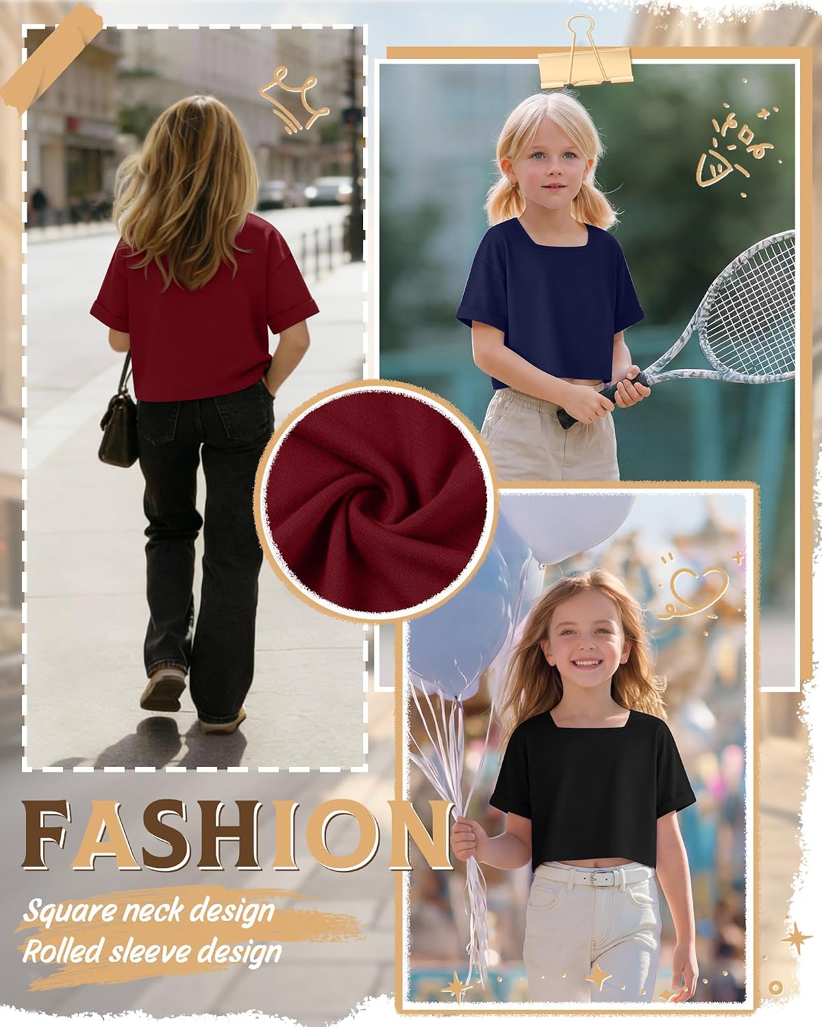 3 Pack Girls' Crop Tops