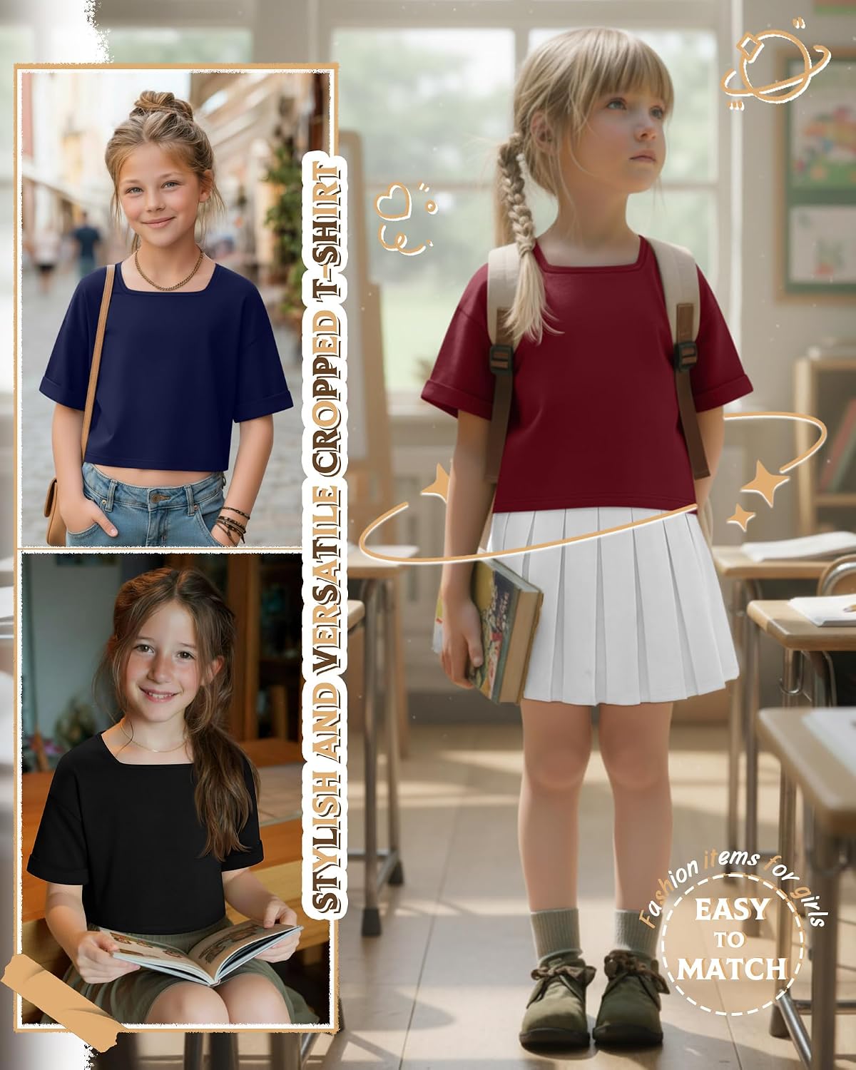 3 Pack Girls' Crop Tops