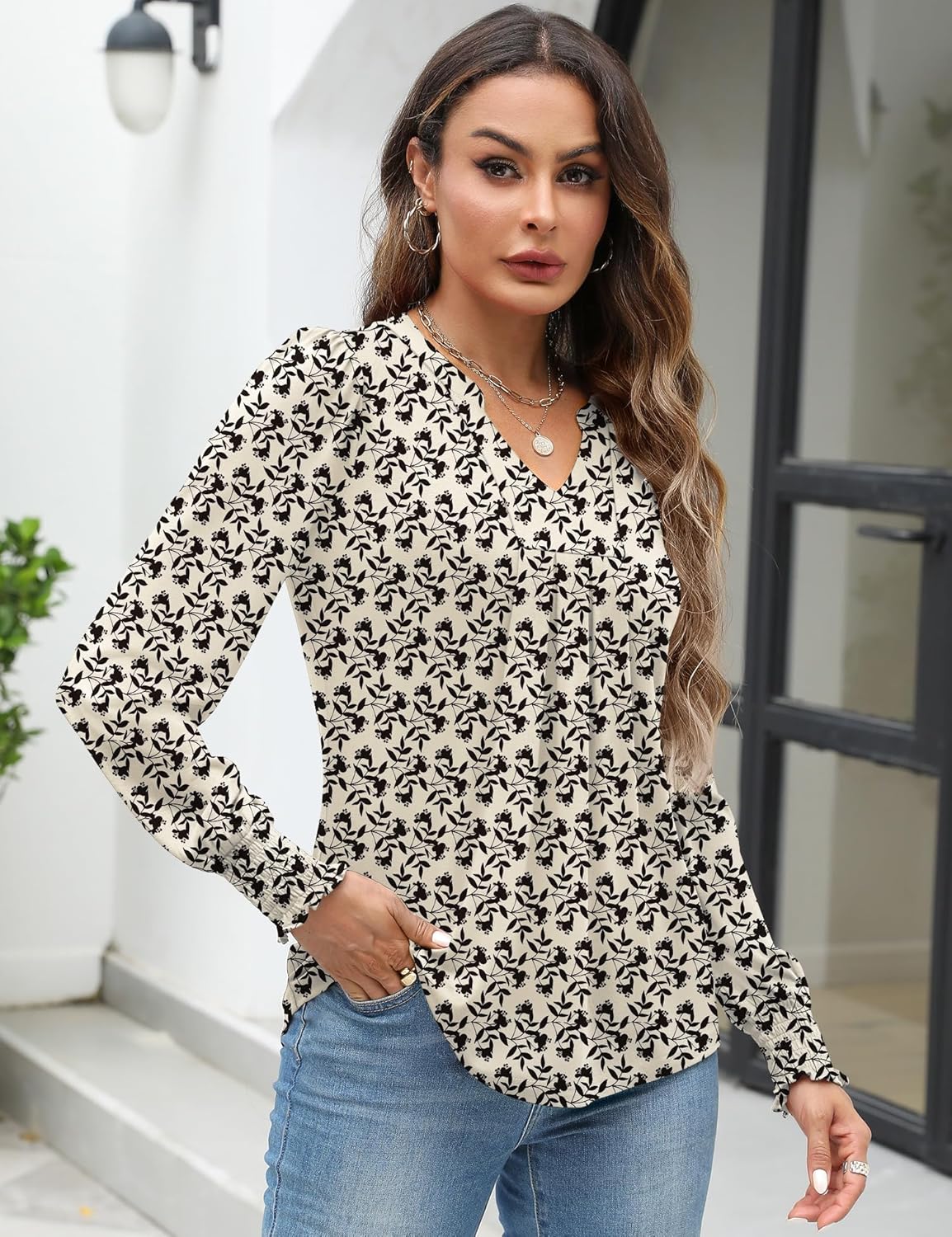 Bashafo Womens V Neck Long