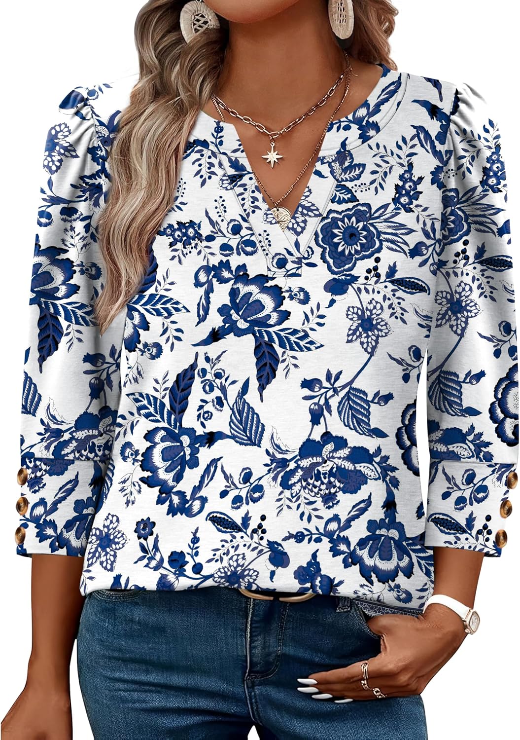 WIHOLL 3/4 Length Sleeve Womens