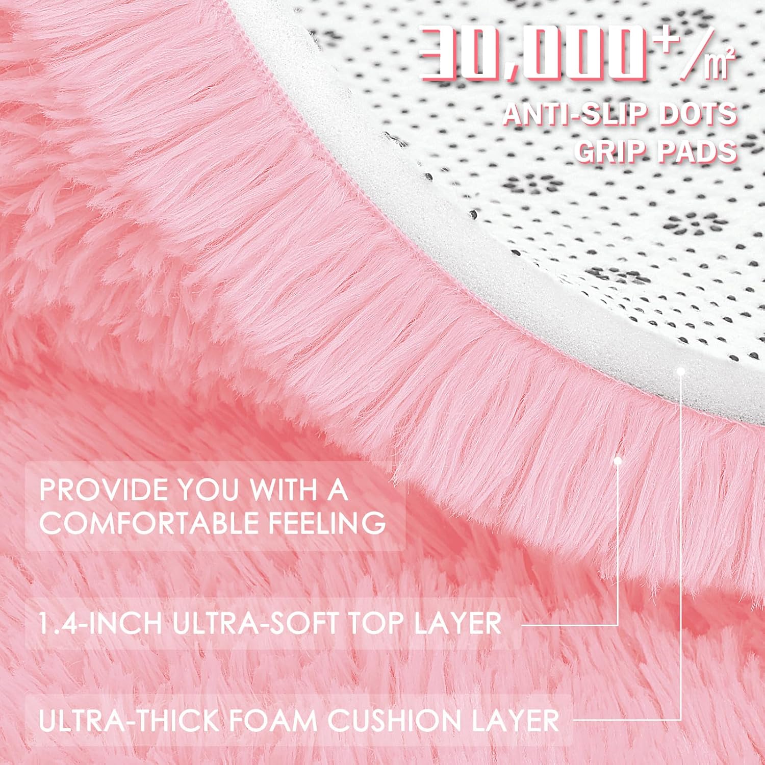 OLANLY Pink Round Rugs