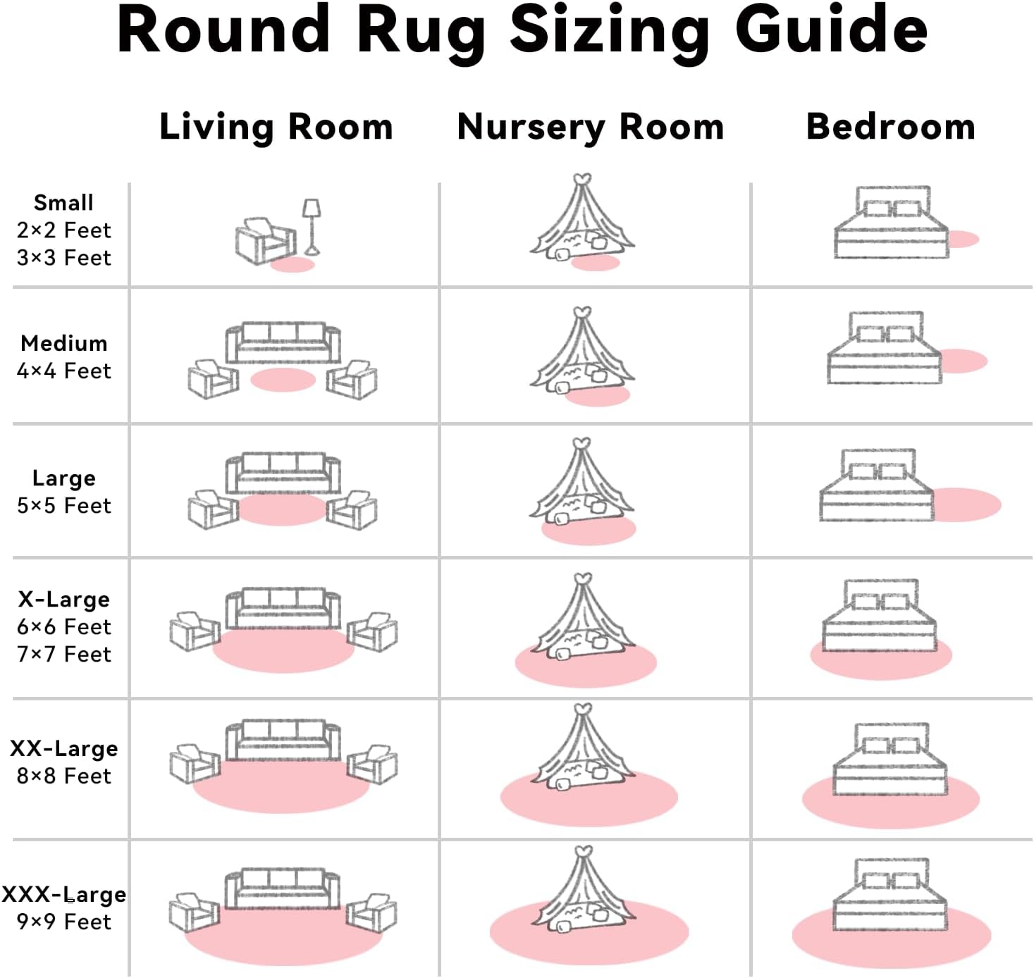 OLANLY Pink Round Rugs
