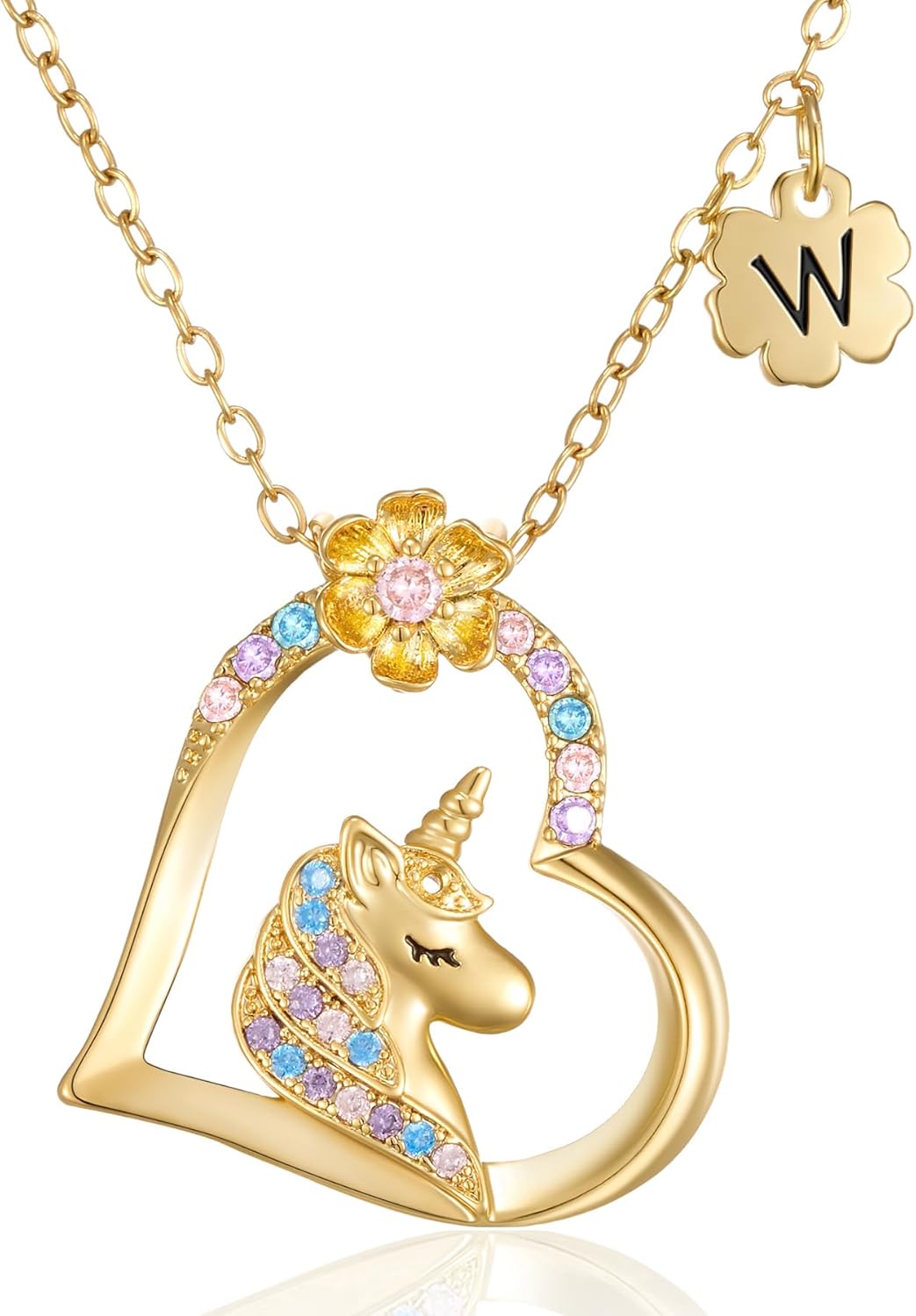 NORBU Initial Unicorn Necklace