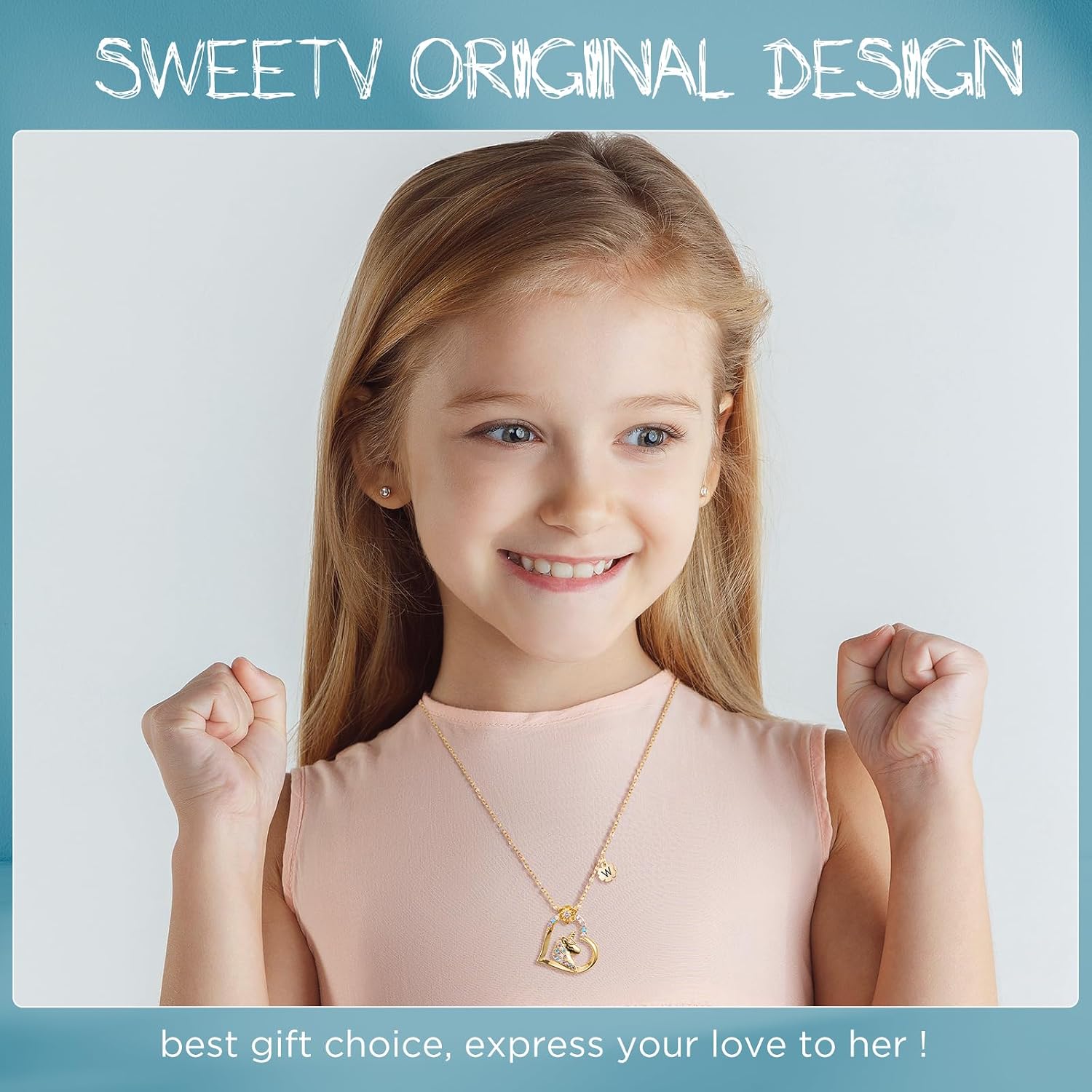 NORBU Initial Unicorn Necklace