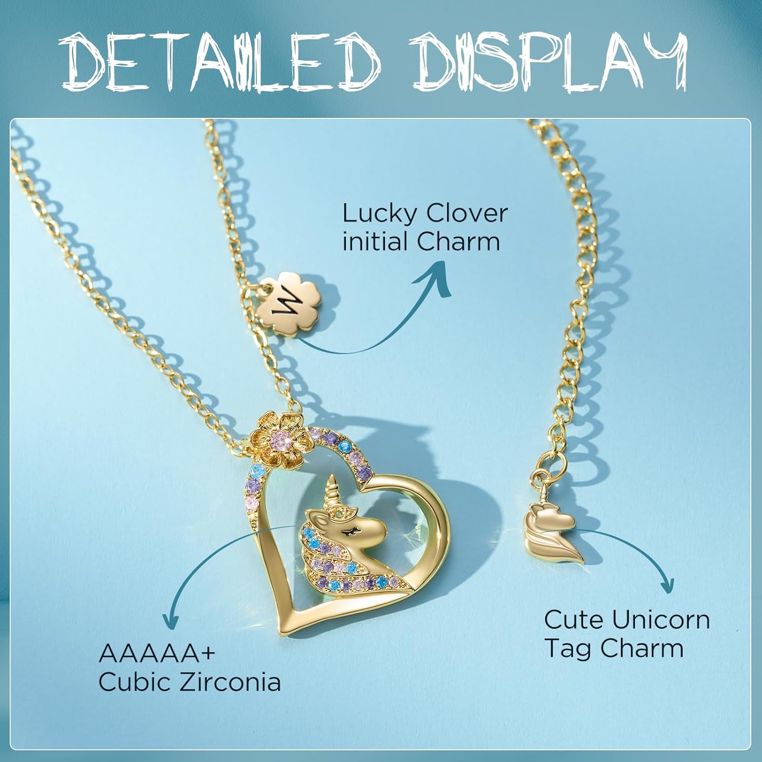 NORBU Initial Unicorn Necklace