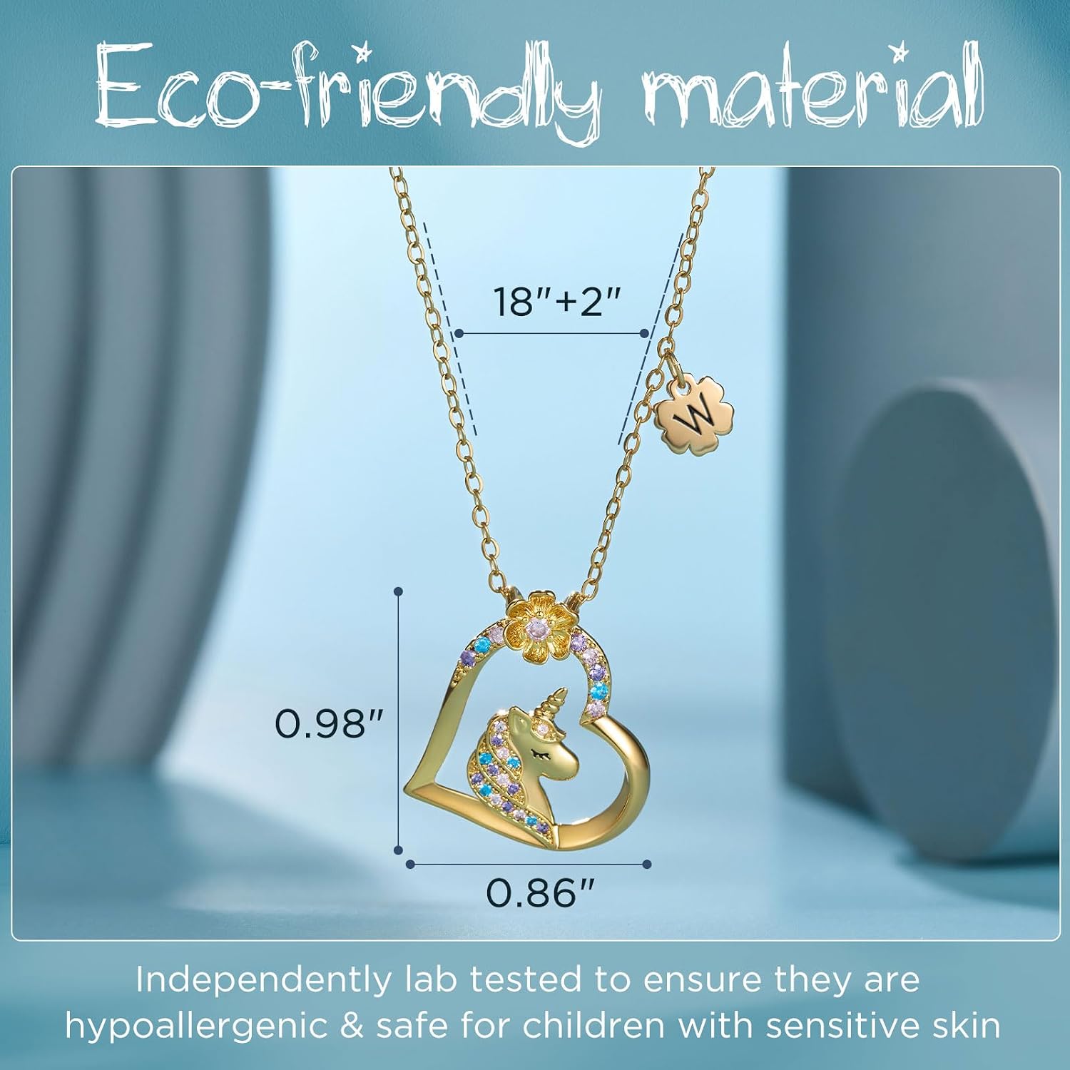 NORBU Initial Unicorn Necklace