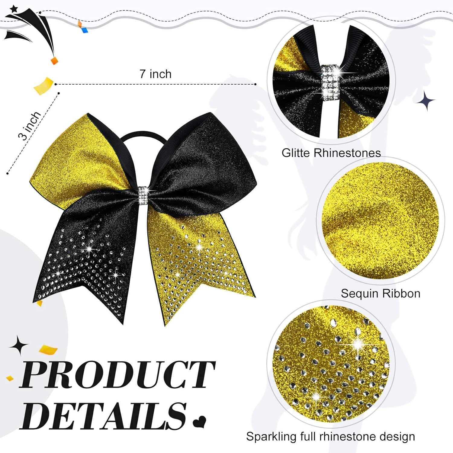 6PCS Glitter Cheer Bow Large