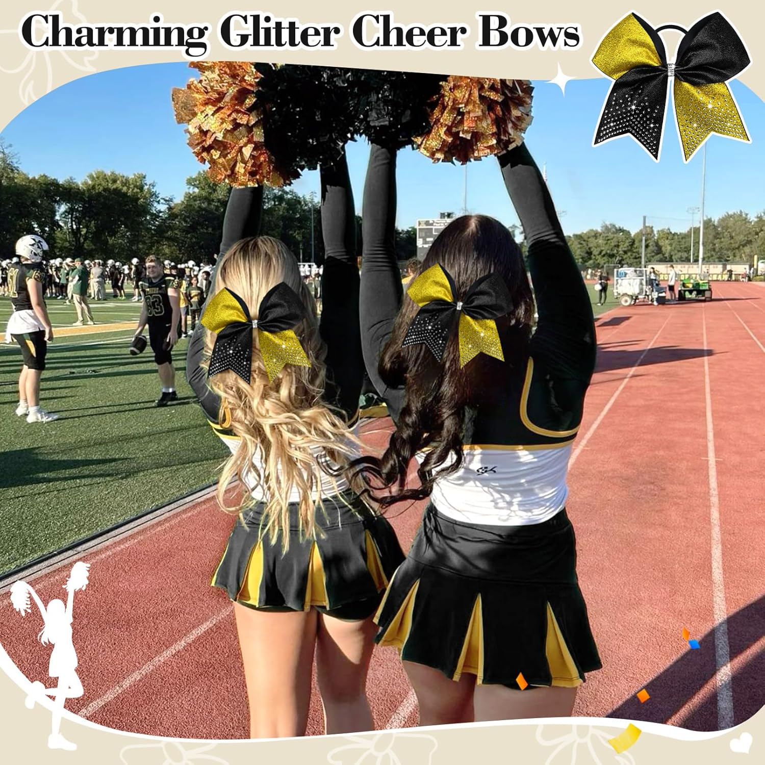 6PCS Glitter Cheer Bow Large