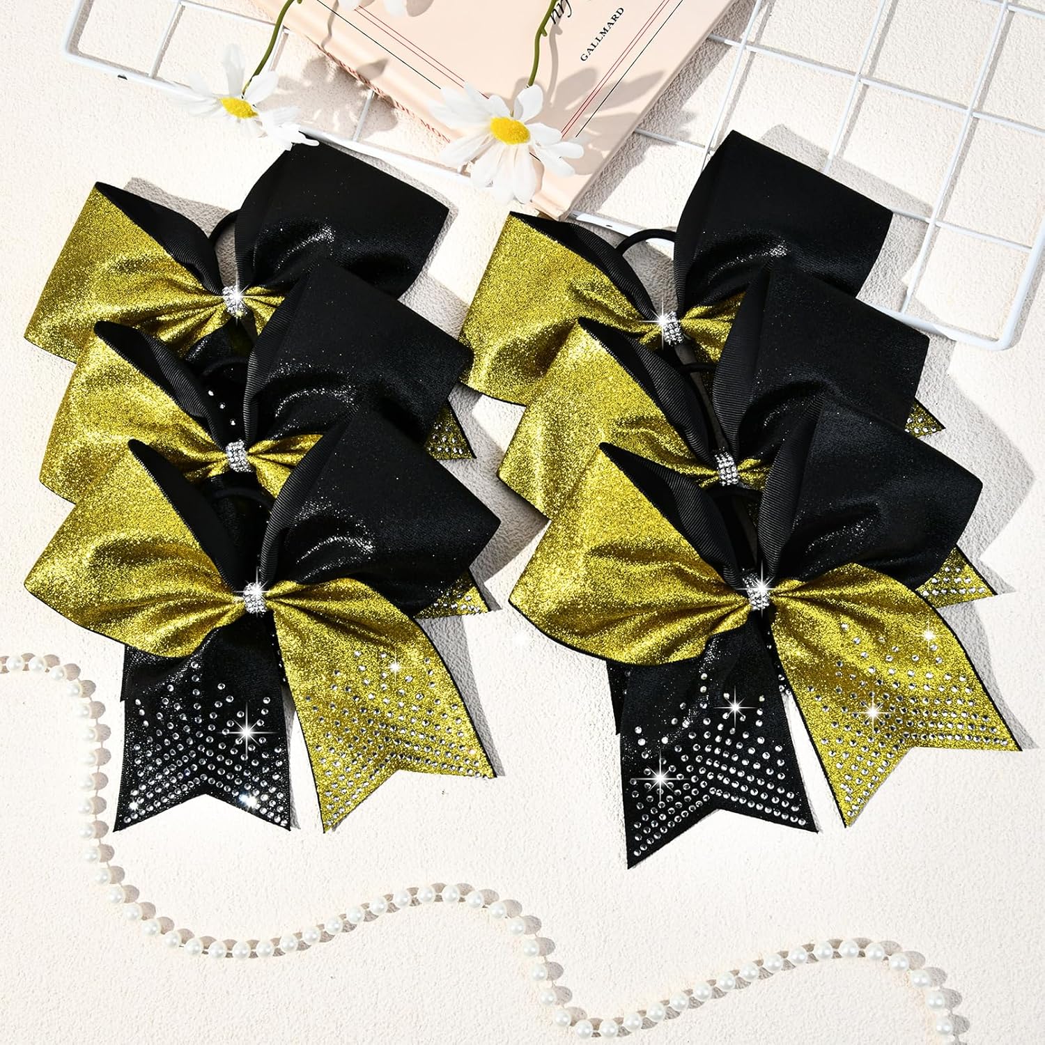 6PCS Glitter Cheer Bow Large