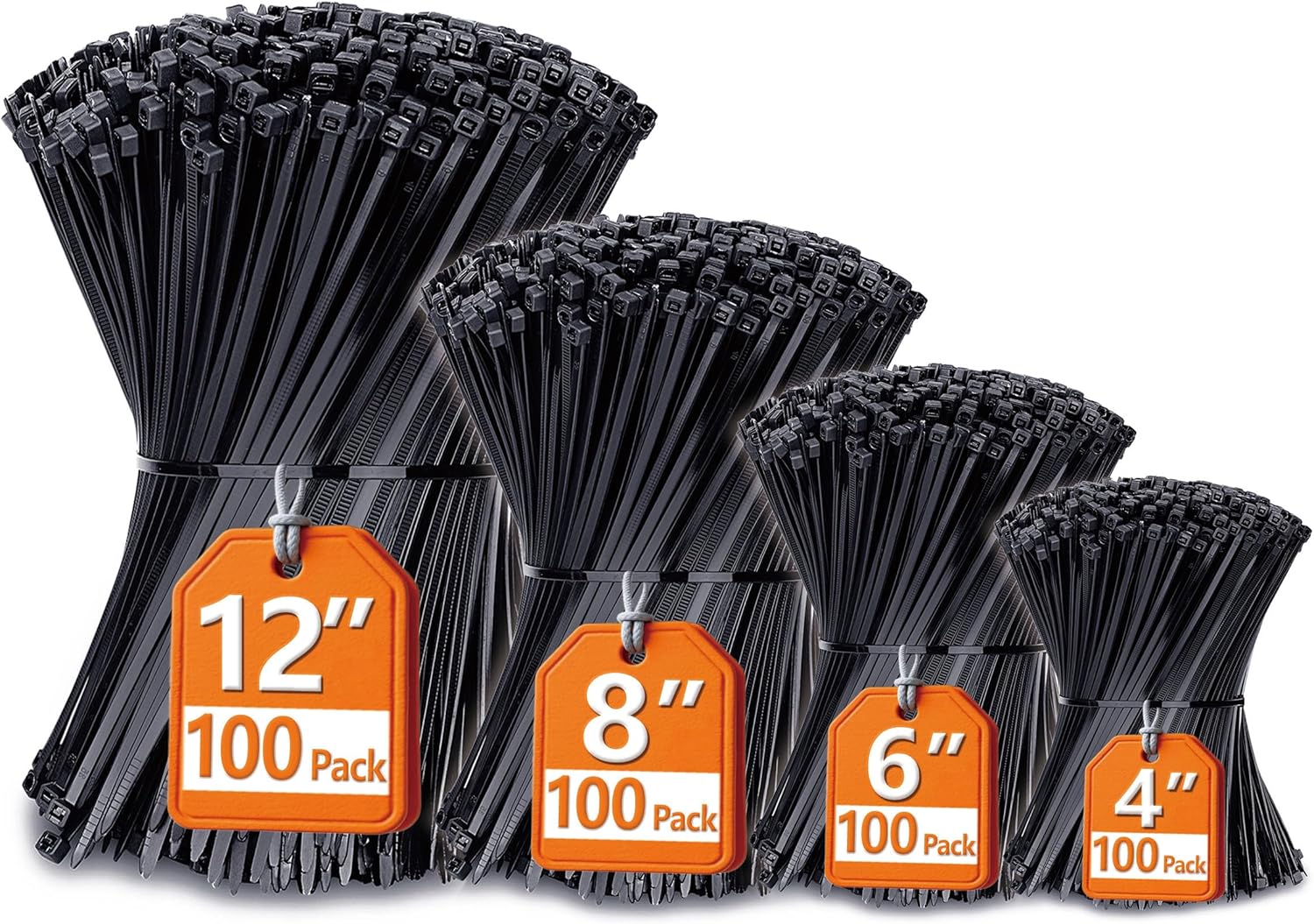 Zip Ties Assorted Sizes, 400