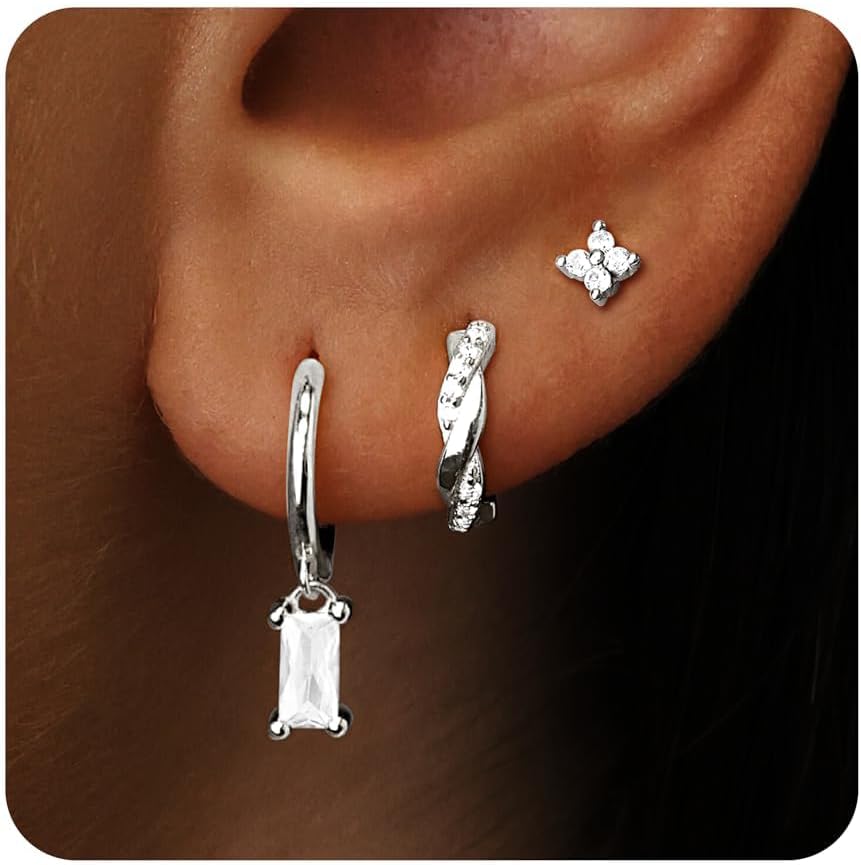 Poxtex Small Sterling Silver Huggie
