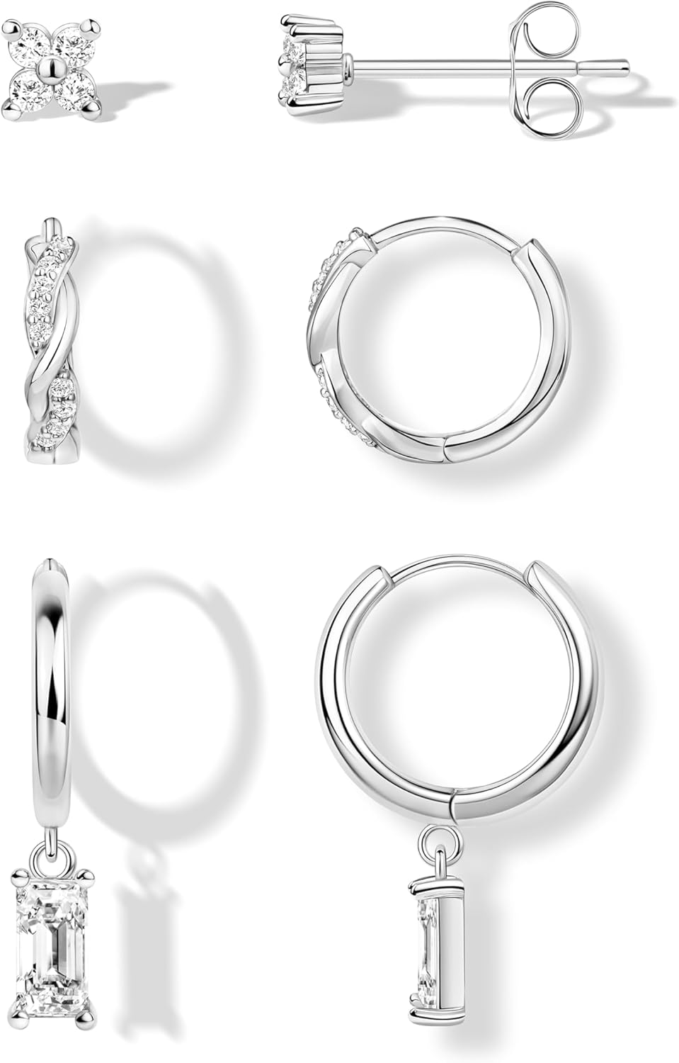 Poxtex Small Sterling Silver Huggie