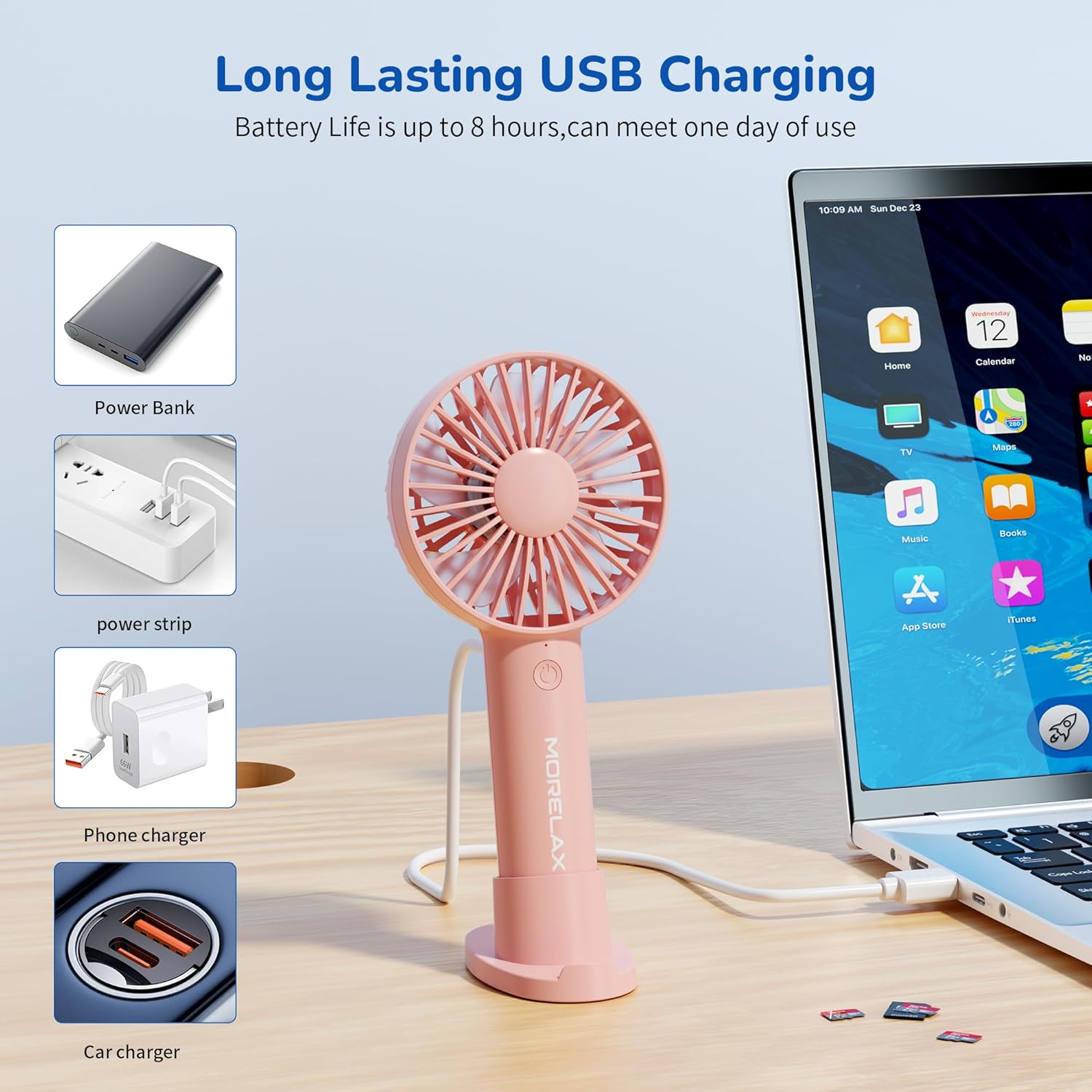 Jancane Handheld Fan, USB Rechargeable