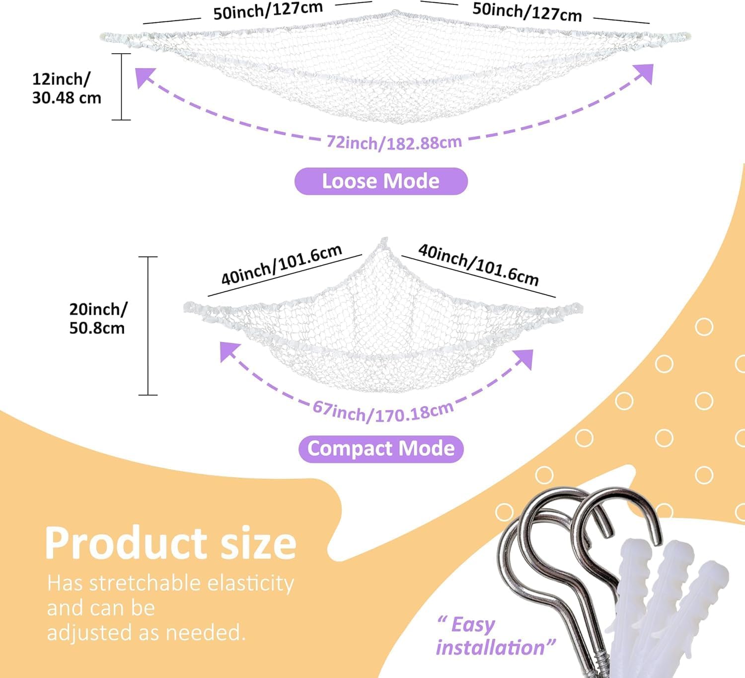 Lazebox Stuffed Animal Net Hammock
