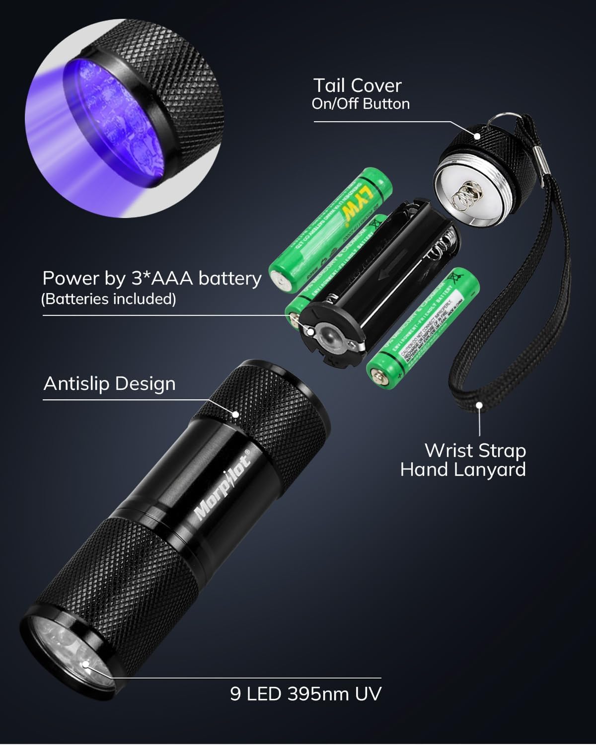 Morpilot Black Light Flashlight Mini