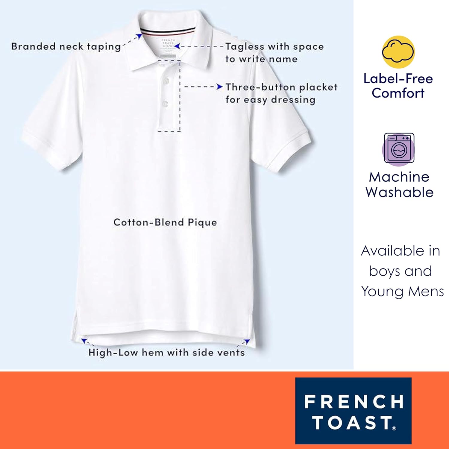 French Toast Kids' Pique Polo (Standard & Husky) - Image 5
