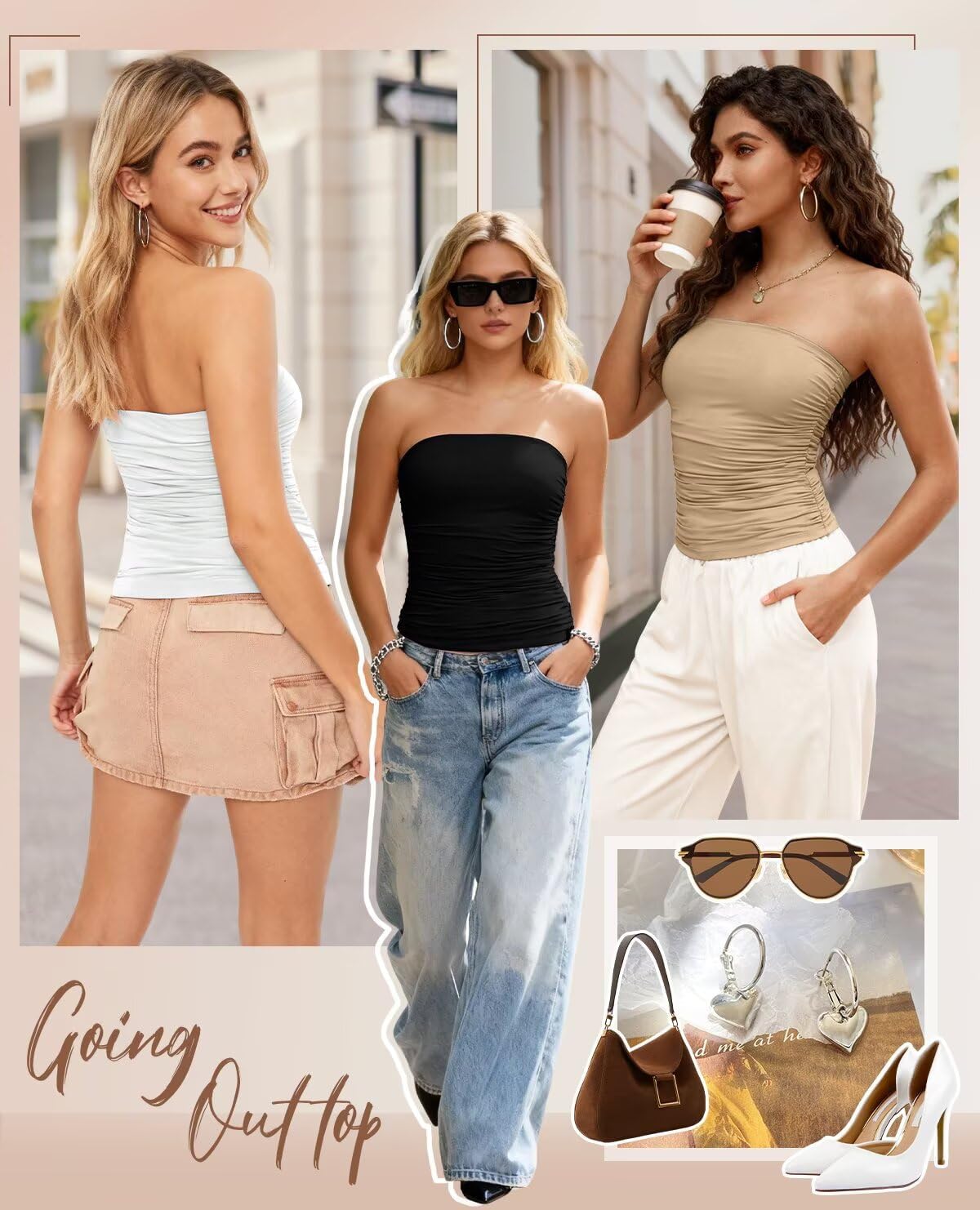 KKJ Womens Strapless Tube Tops