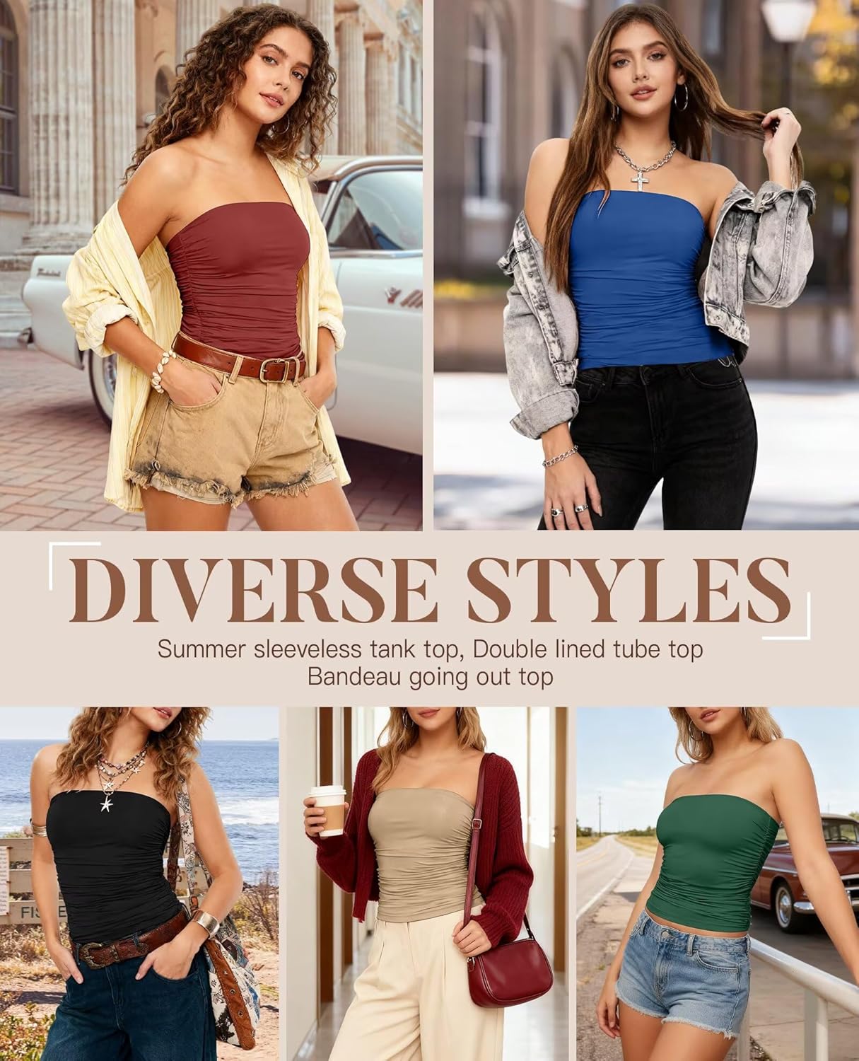KKJ Womens Strapless Tube Tops