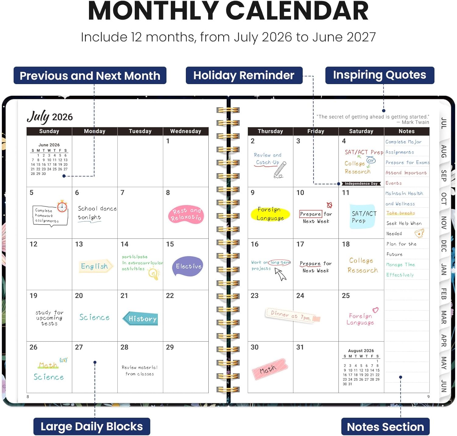 Planner 2026-2027, Hardcover Monthly
