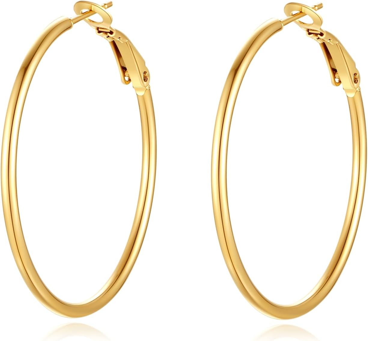 4 Pairs Silver Gold Hoop
