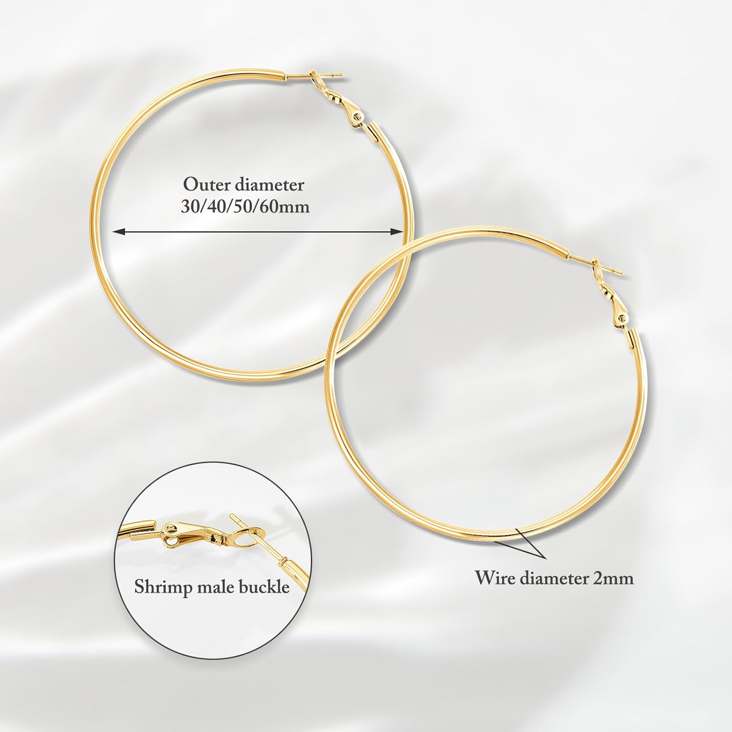 4 Pairs Silver Gold Hoop