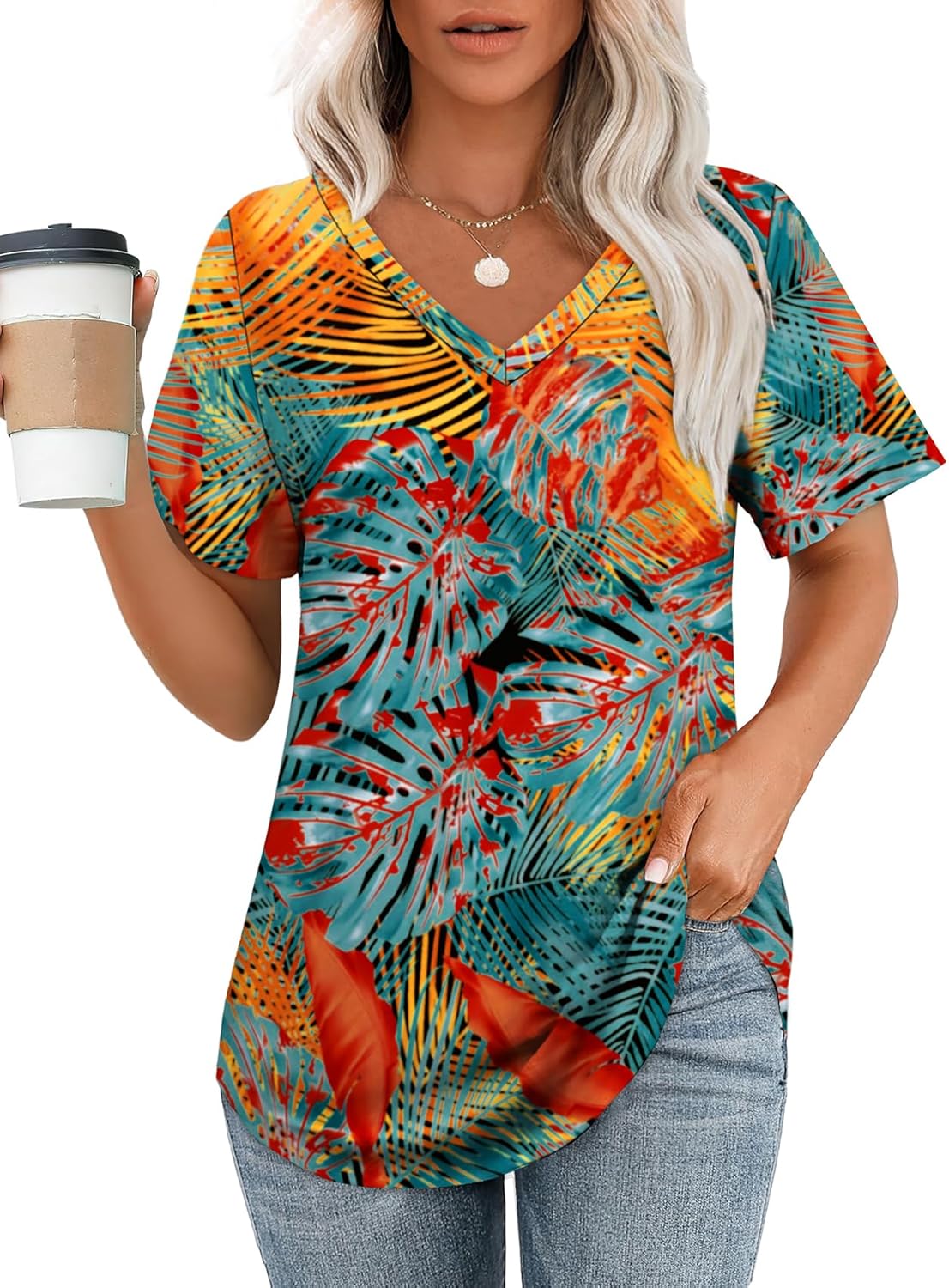 OFEEFAN Womens T Shirts V