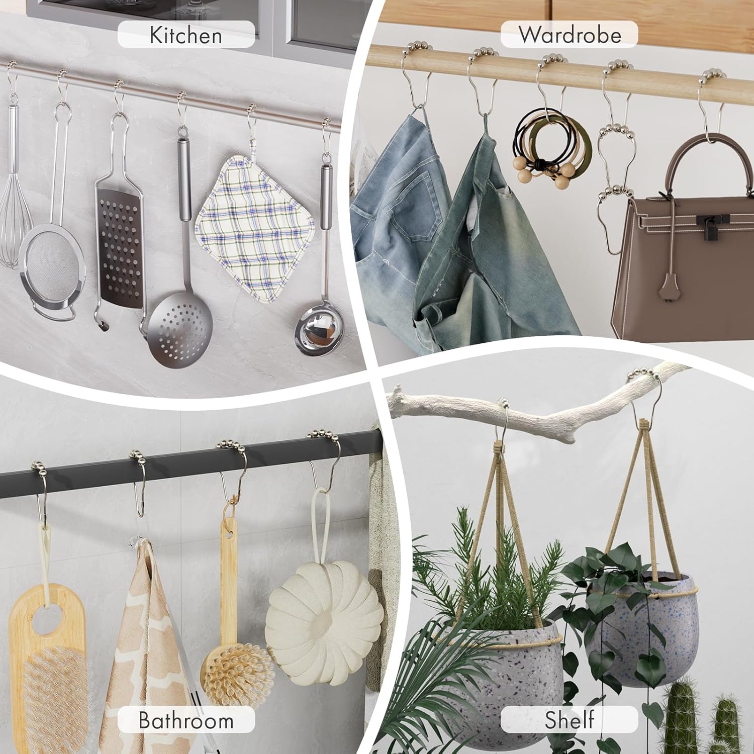 Amazer Shower Curtain Hooks, Decorative