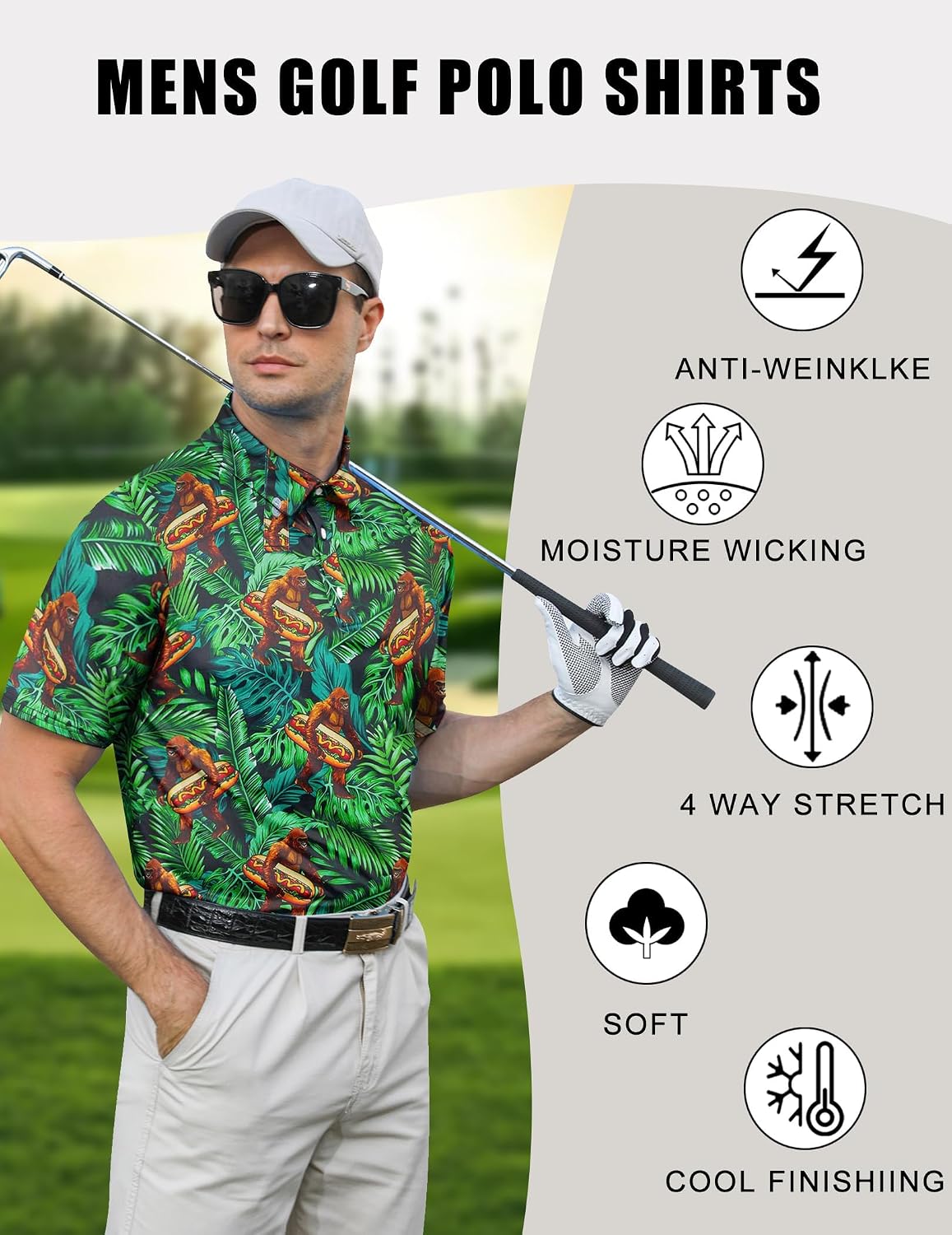 uideazone Golf Shirts for Men