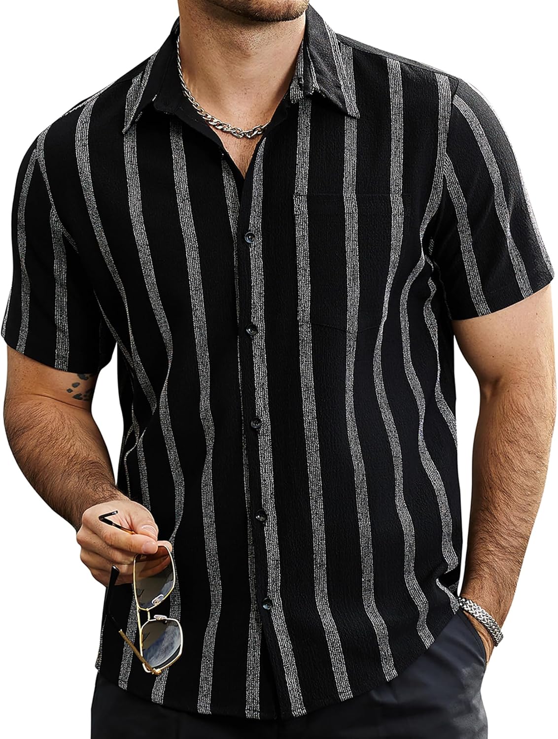 VATPAVE Mens Summer Striped Shirts