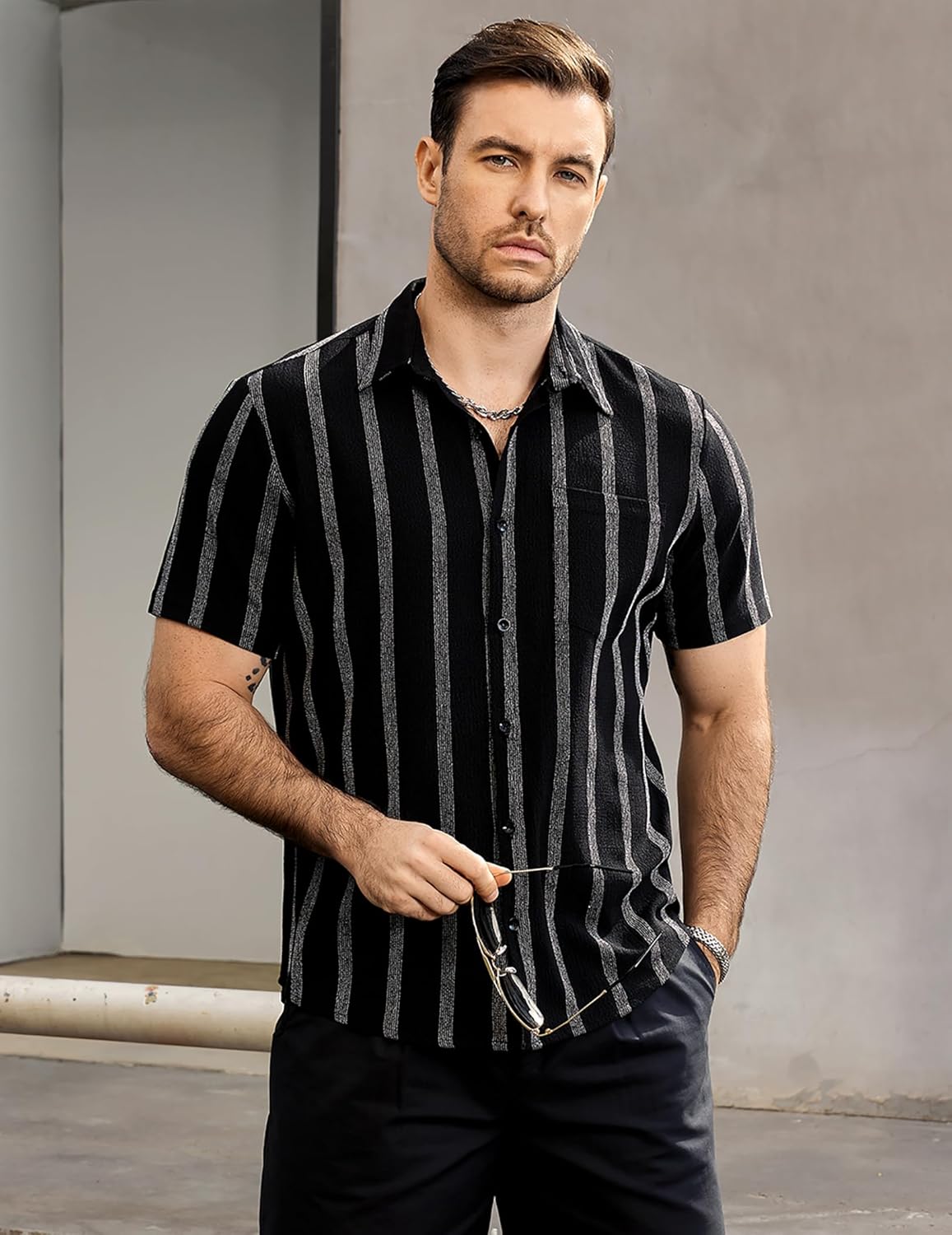 VATPAVE Mens Summer Striped Shirts