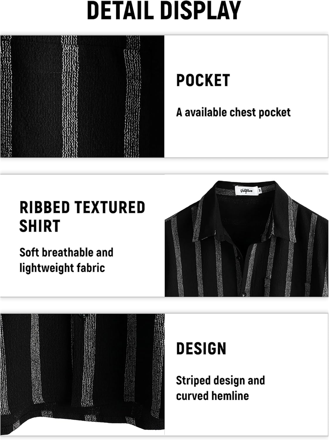 VATPAVE Mens Summer Striped Shirts