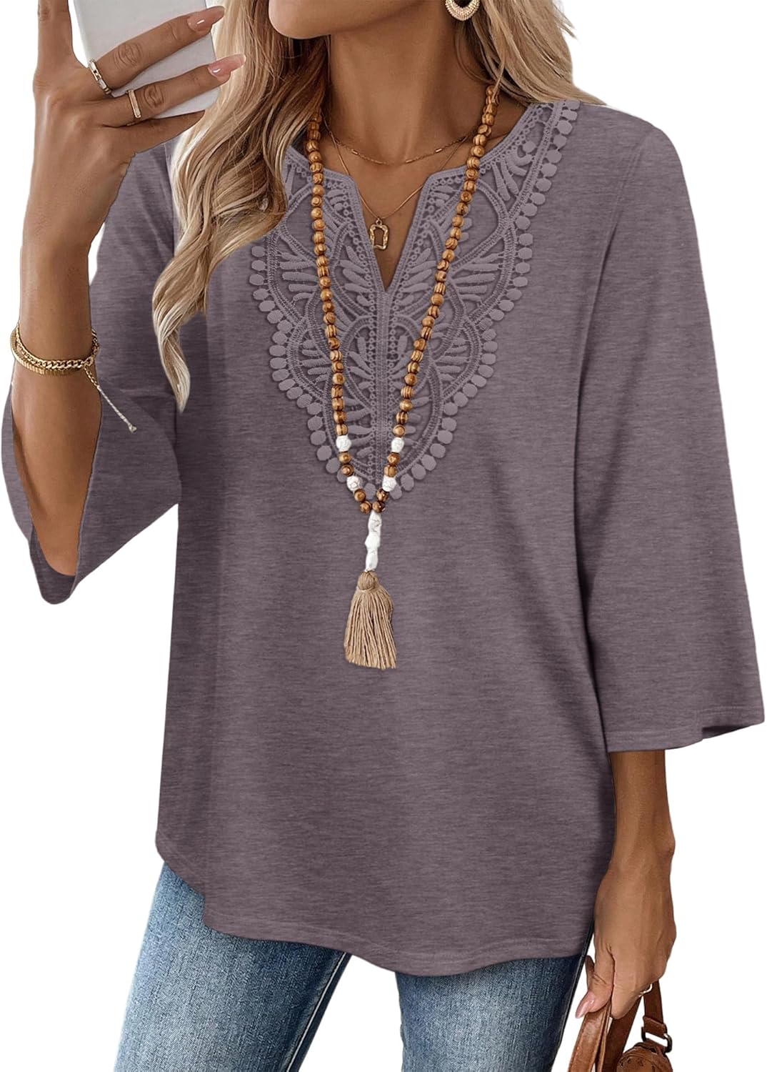 WIHOLL 3/4 Length Sleeve Womens