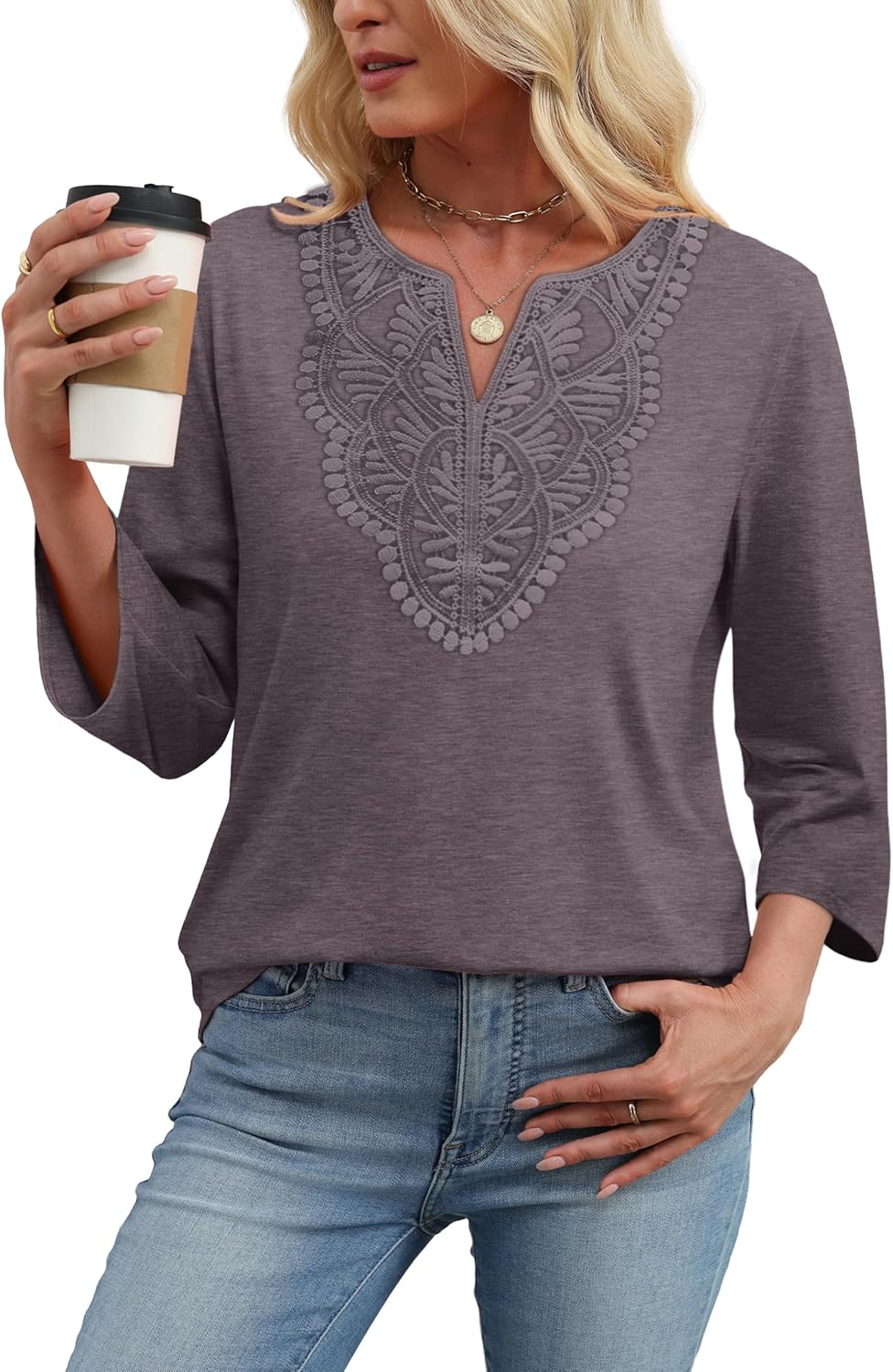 WIHOLL 3/4 Length Sleeve Womens