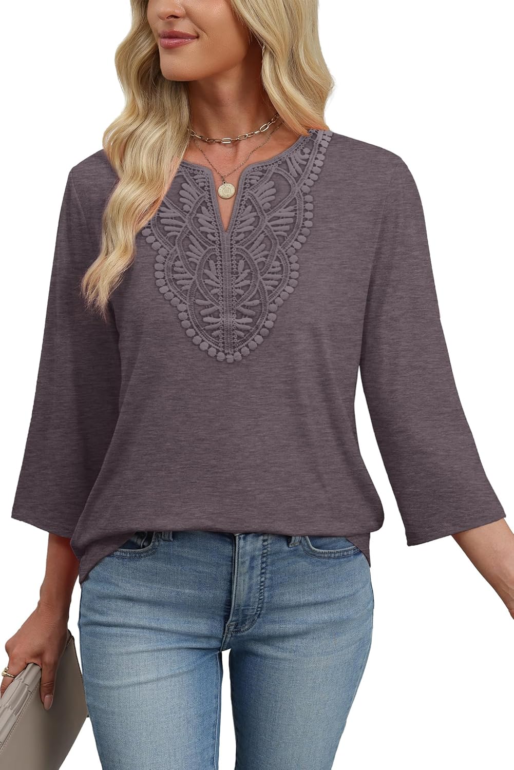 WIHOLL 3/4 Length Sleeve Womens