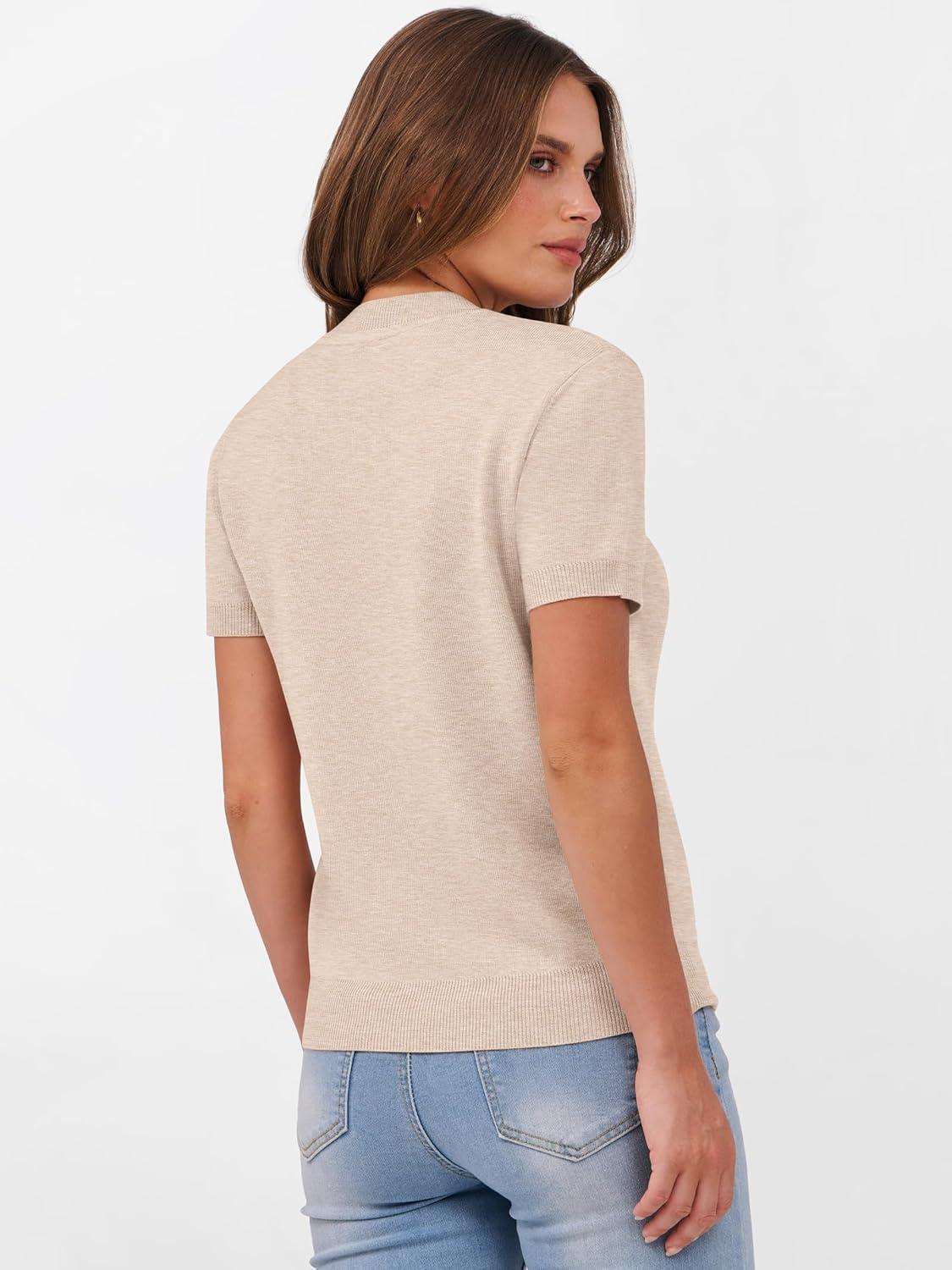 ANRABESS Womens Short Sleeve Sweaters